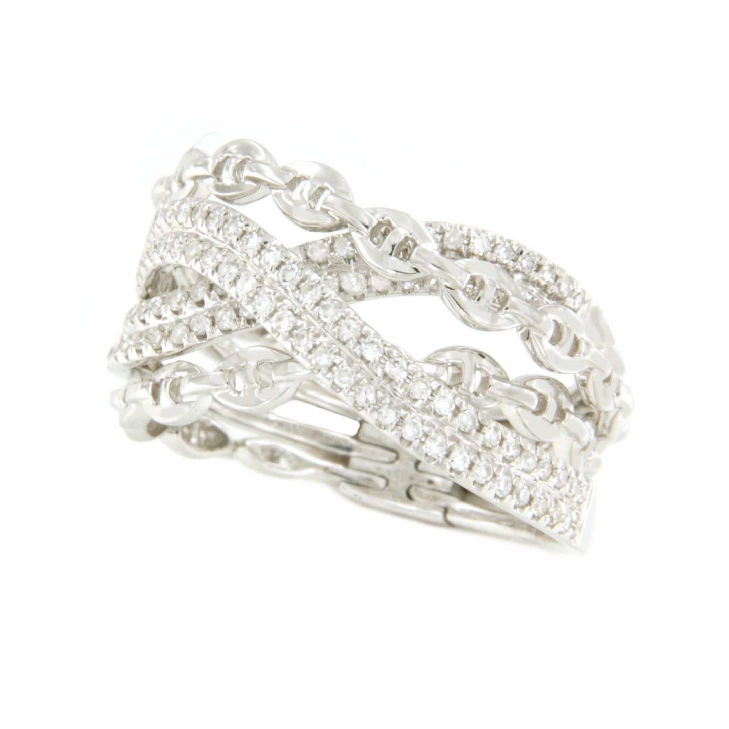 MODENA anillo de alianzas entrecruzadas con brillantes en oro - Roman Joyero