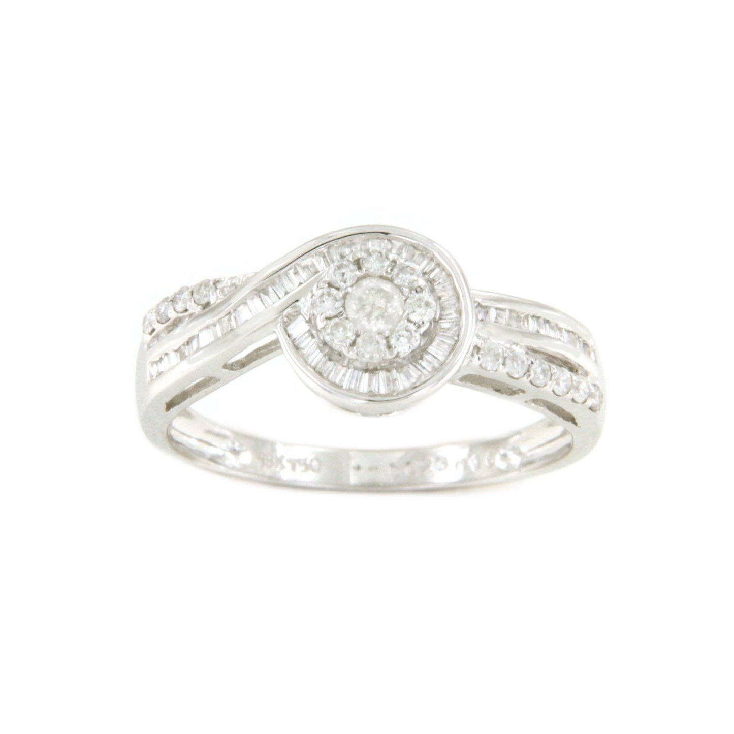 SIRACUSA anillo de brillantes y taipes en oro blanco de 18 ktes - Roman Joyero