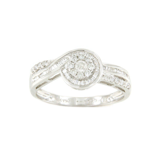 SIRACUSA anillo de brillantes y taipes en oro blanco de 18 ktes - Roman Joyero