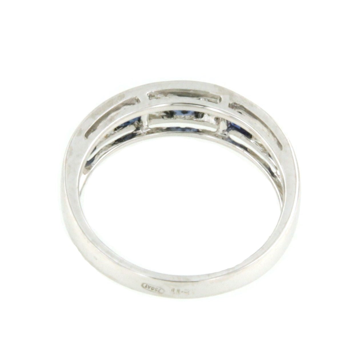 FLAMENCO alianza de diamante princesas y zafiros en oro blanco 18 k - Roman Joyero