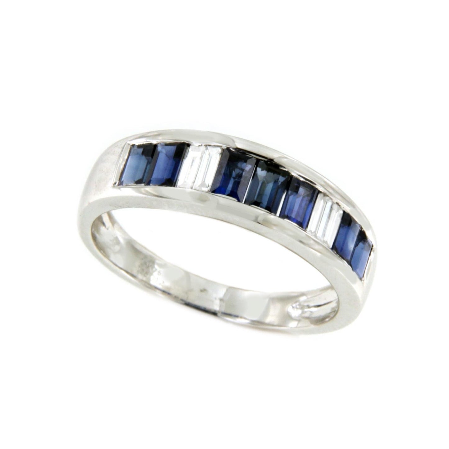 ORITAN alianza oro 18k de zafiros y diamantes en baguettes