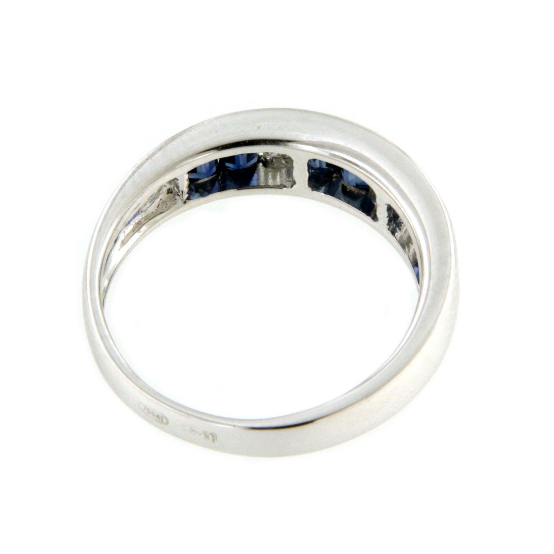 ORITAN alianza oro 18k de zafiros y diamantes en baguettes