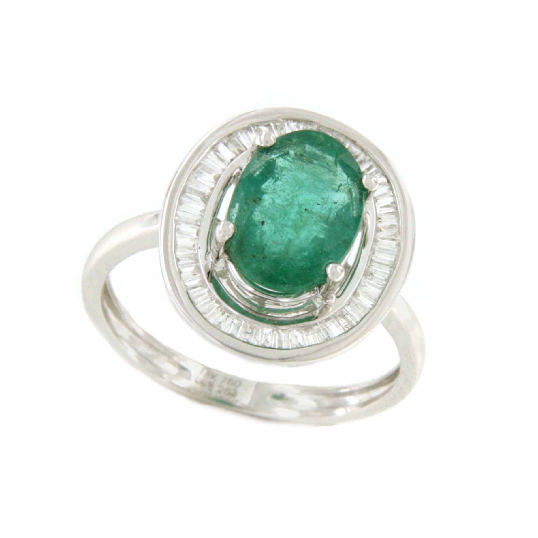 VALS anillo oro 18k de esmeralda rodeadas de taipes de brillantes