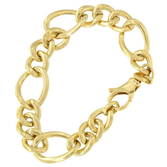 MAUI pulsera plata 1ª ley bañada oro eslabones barbados 3 X 1 - Roman Joyero