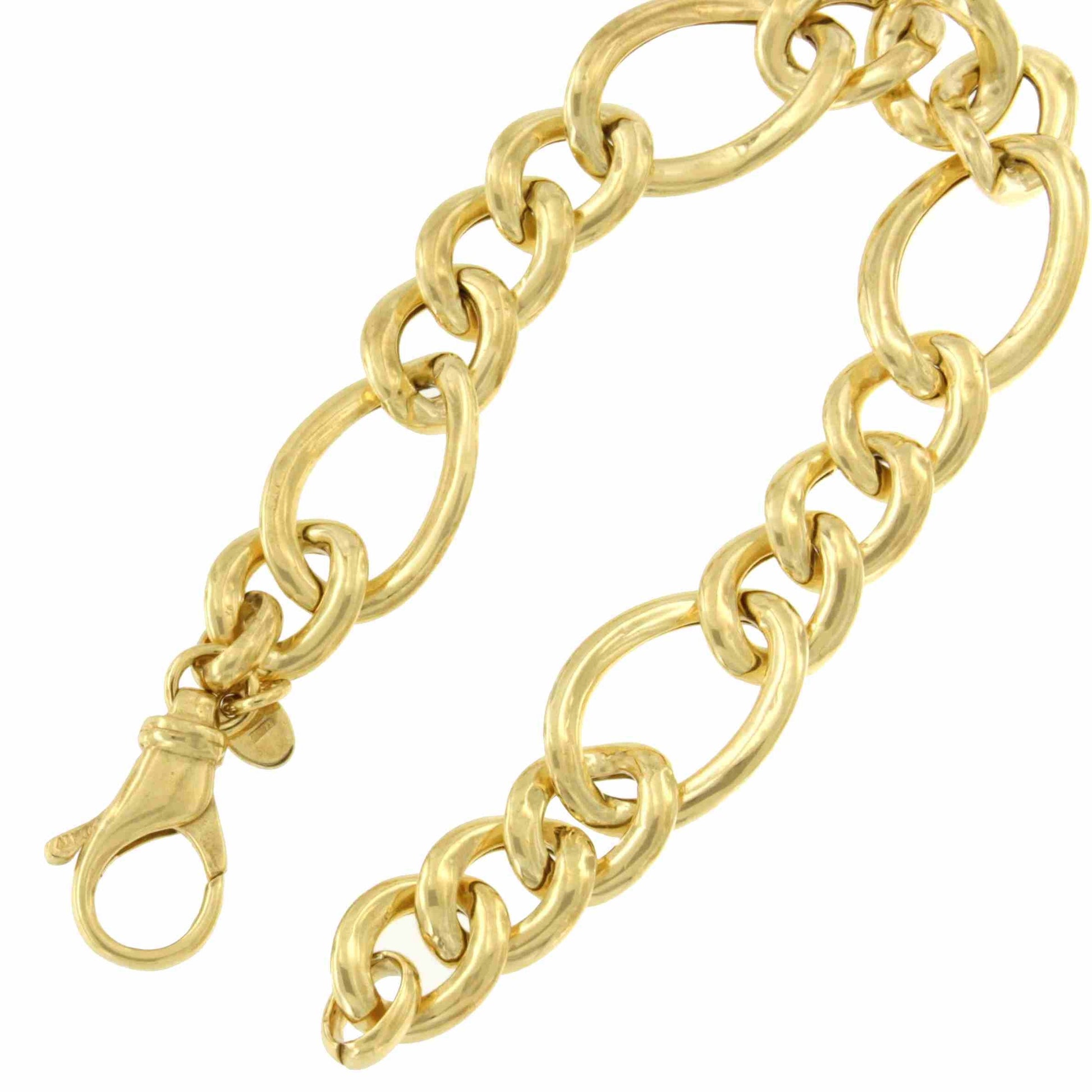 MAUI pulsera plata 1ª ley bañada oro eslabones barbados 3 X 1 - Roman Joyero