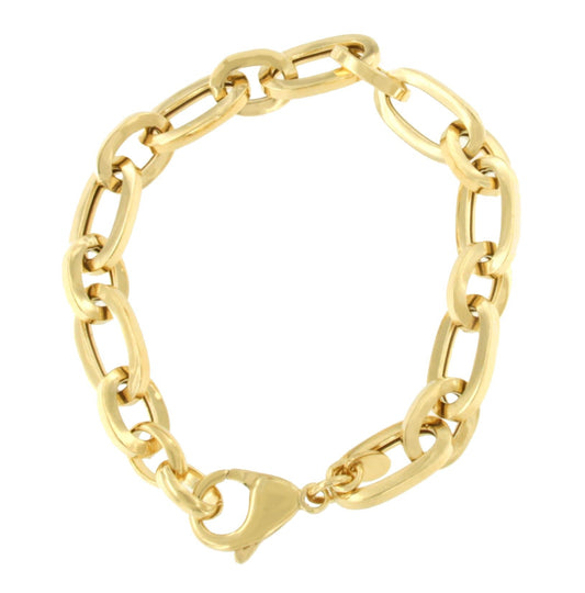 MERIDA pulsera plata 1ª ley bañada oro eslabones ovalados