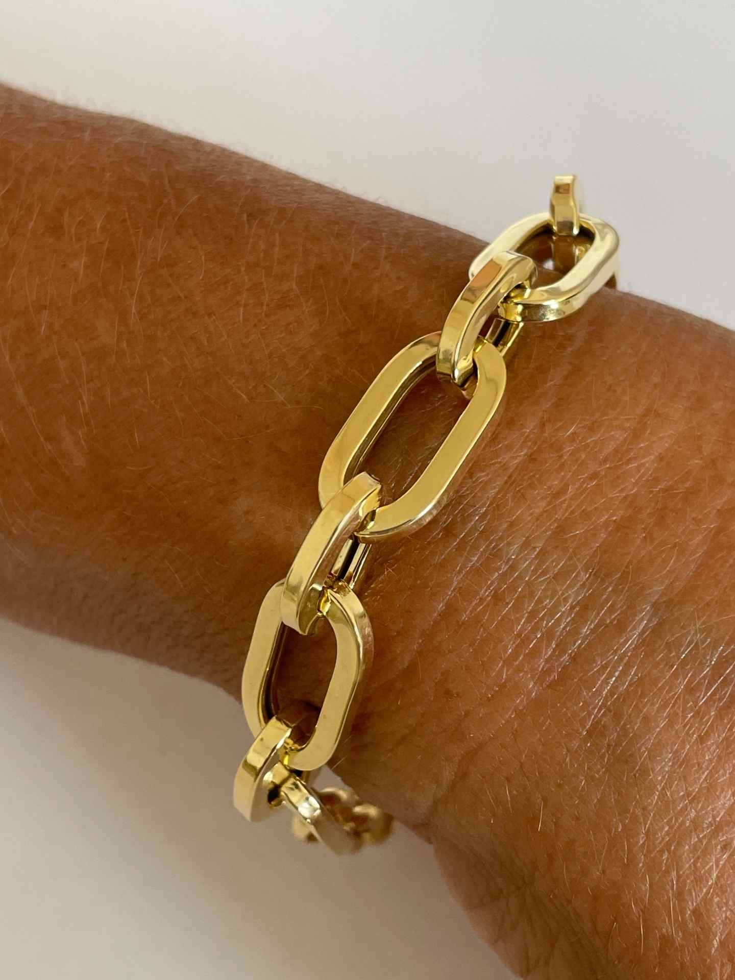 MERIDA pulsera plata 1ª ley bañada oro eslabones ovalados