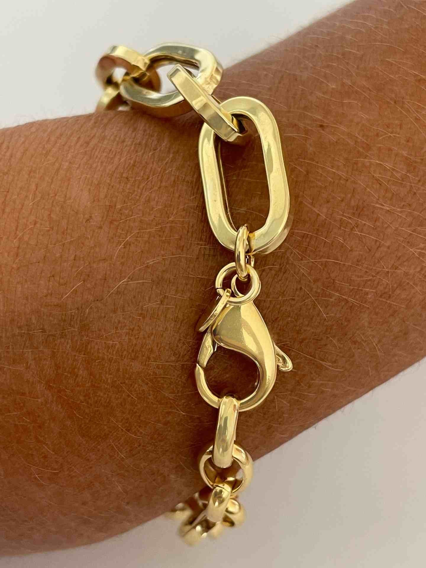MERIDA pulsera plata 1ª ley bañada oro eslabones ovalados