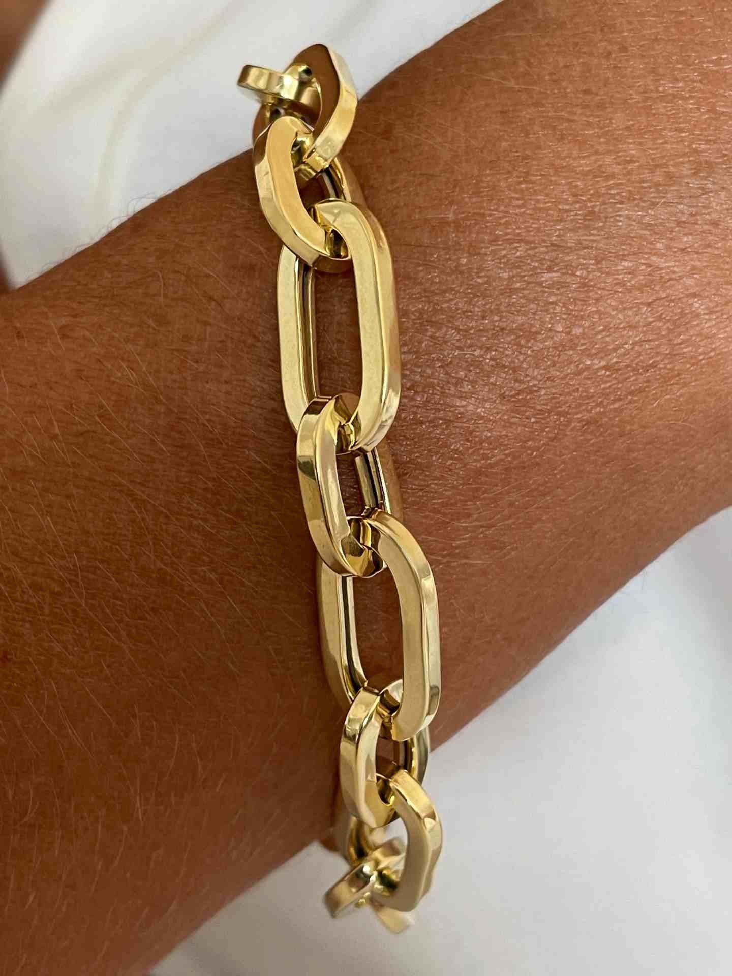 MERIDA pulsera plata 1ª ley bañada oro eslabones ovalados