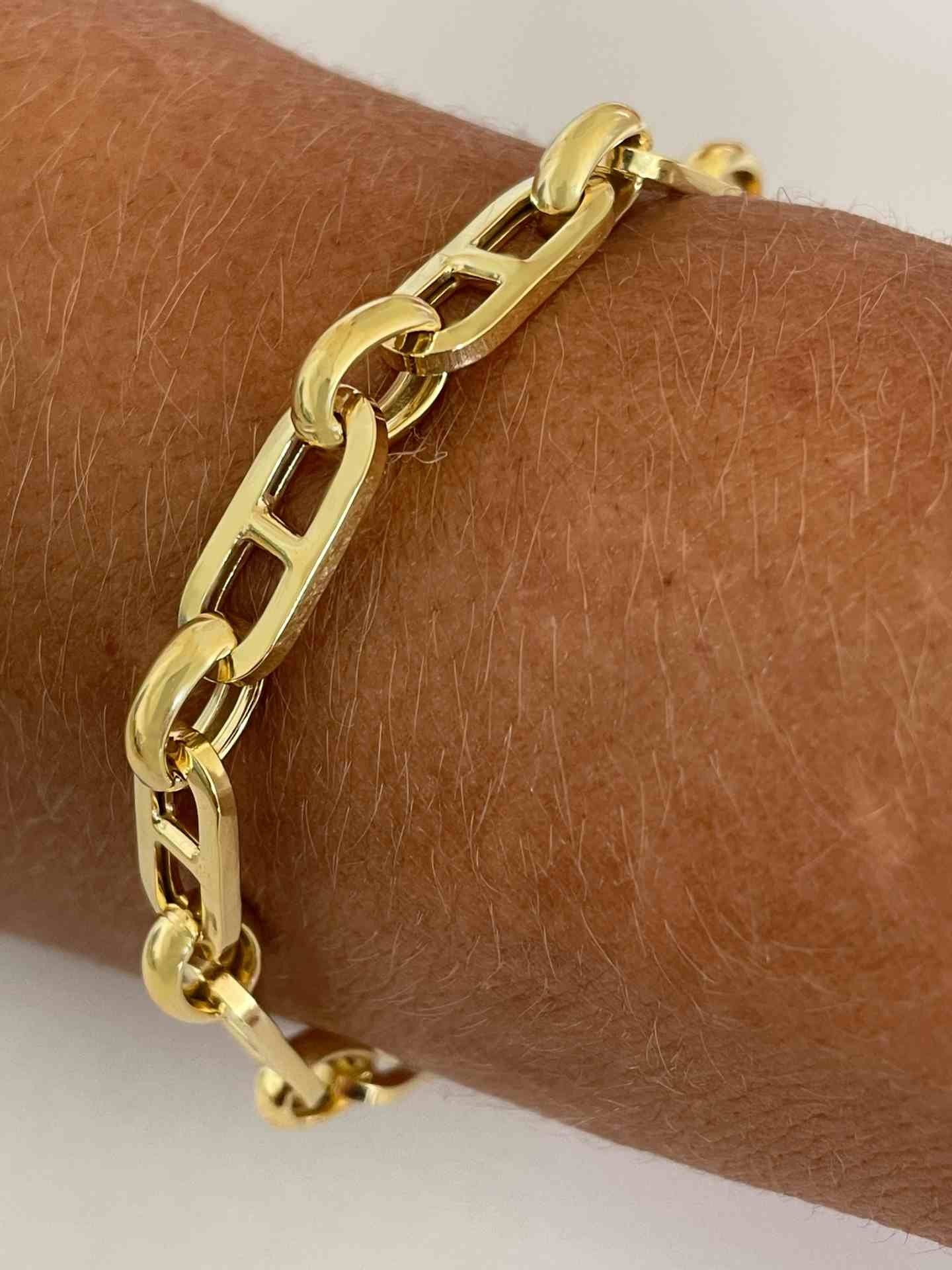 RIGLOS pulsera plata 1ª ley bañada oro eslabones marinos