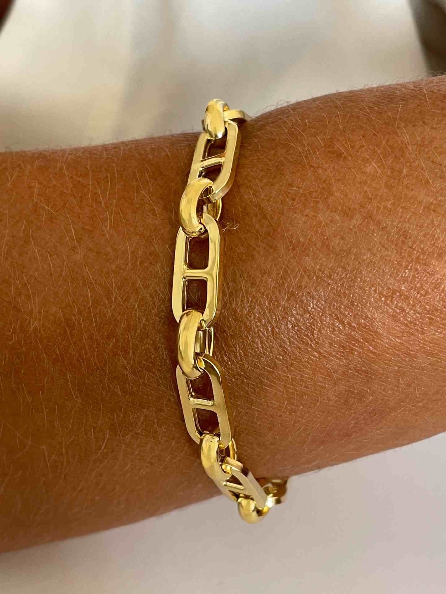 RIGLOS pulsera plata 1ª ley bañada oro eslabones marinos