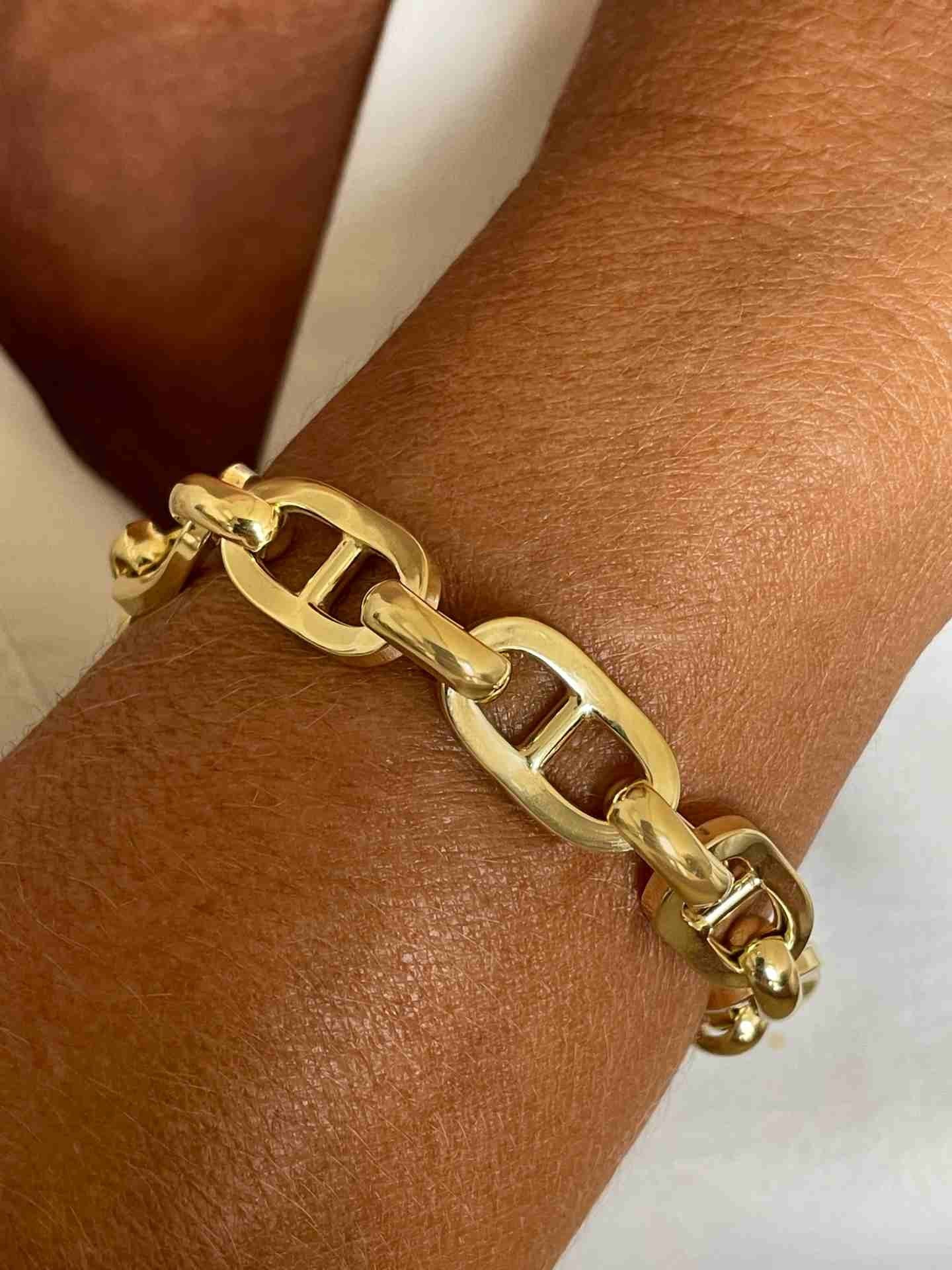 RIGLOS pulsera plata 1ª ley bañada oro eslabones marinos