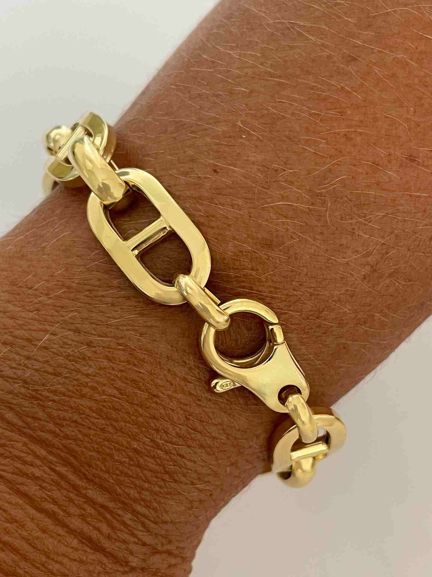 RIGLOS pulsera plata 1ª ley bañada oro eslabones marinos