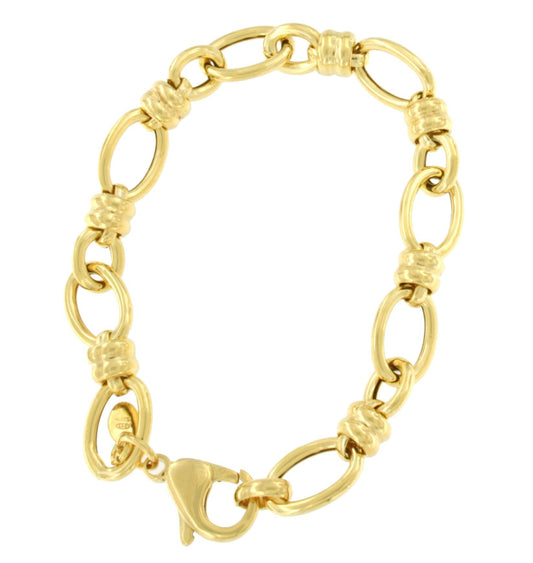 MACERATA pulsera plata 1ª ley bañada oro eslabones huecos