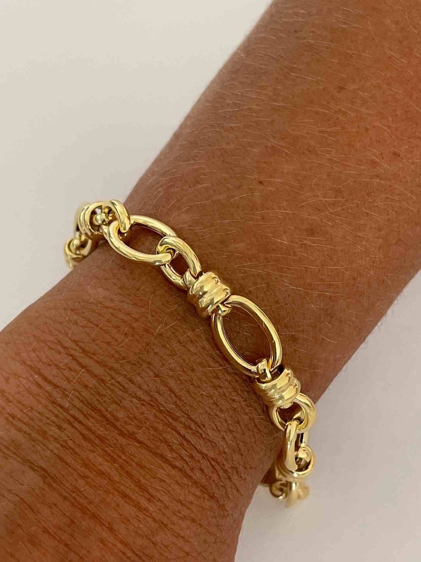 MACERATA pulsera plata 1ª ley bañada oro eslabones huecos