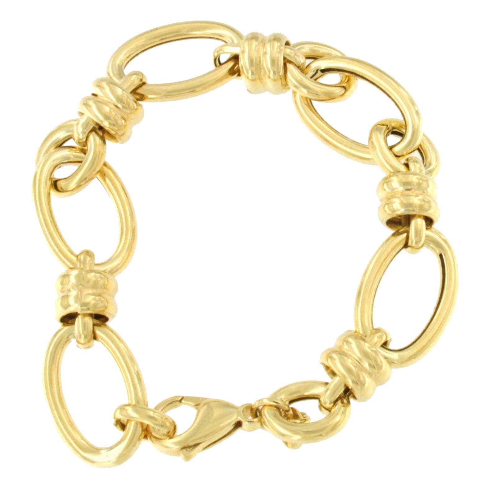 MACERATA pulsera plata 1ª ley bañada oro eslabones huecos