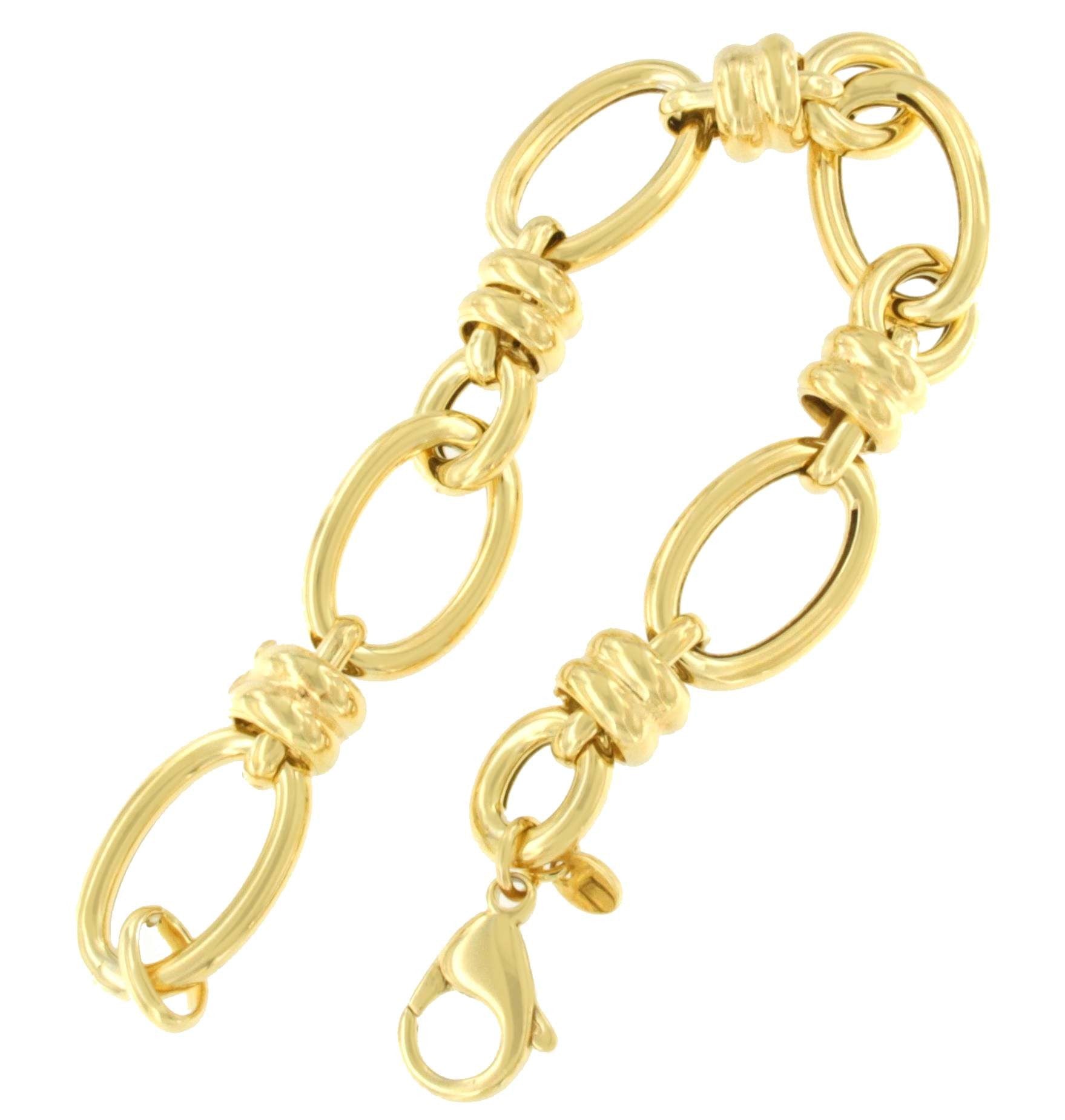 MACERATA pulsera plata 1ª ley bañada oro eslabones huecos