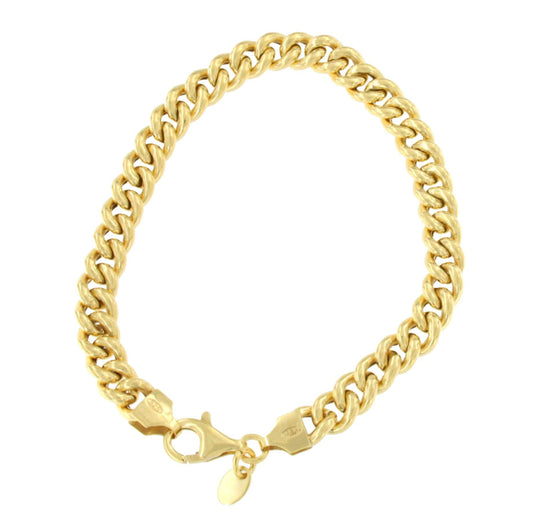 CAGLIARI pulsera plata 1ª ley bañada oro eslabones barbados