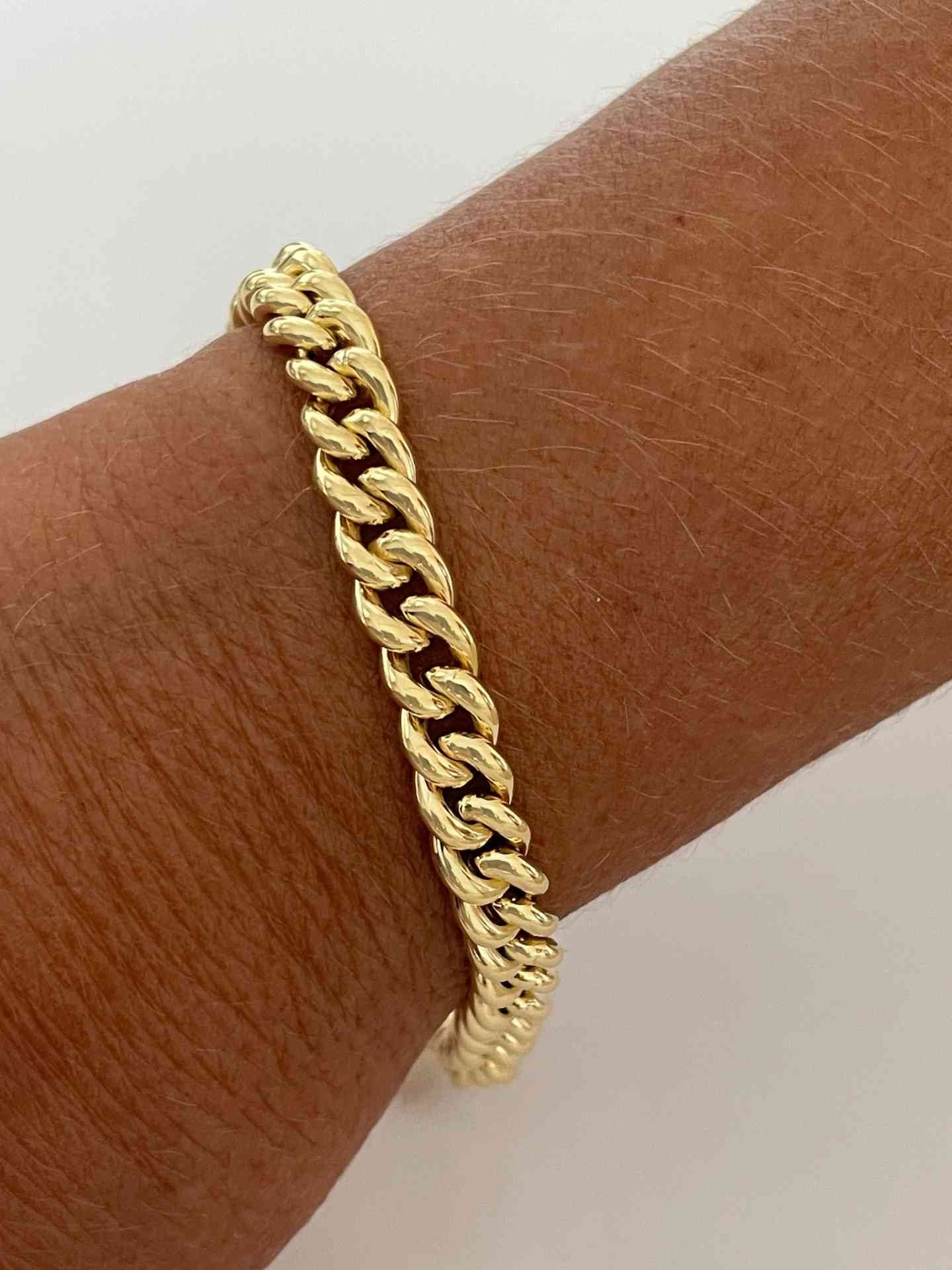 CAGLIARI pulsera plata 1ª ley bañada oro eslabones barbados