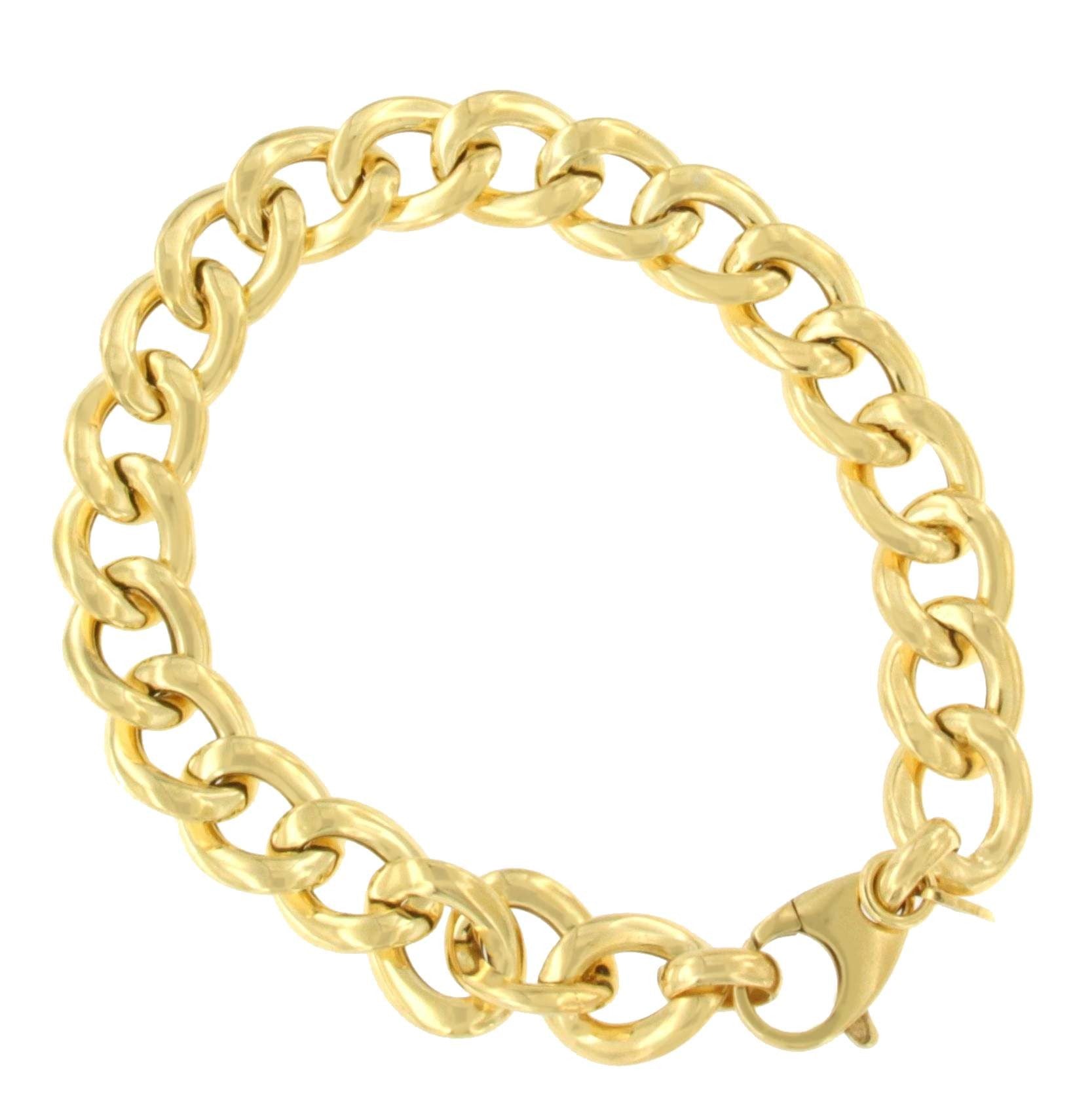 CAGLIARI pulsera plata 1ª ley bañada oro eslabones barbados