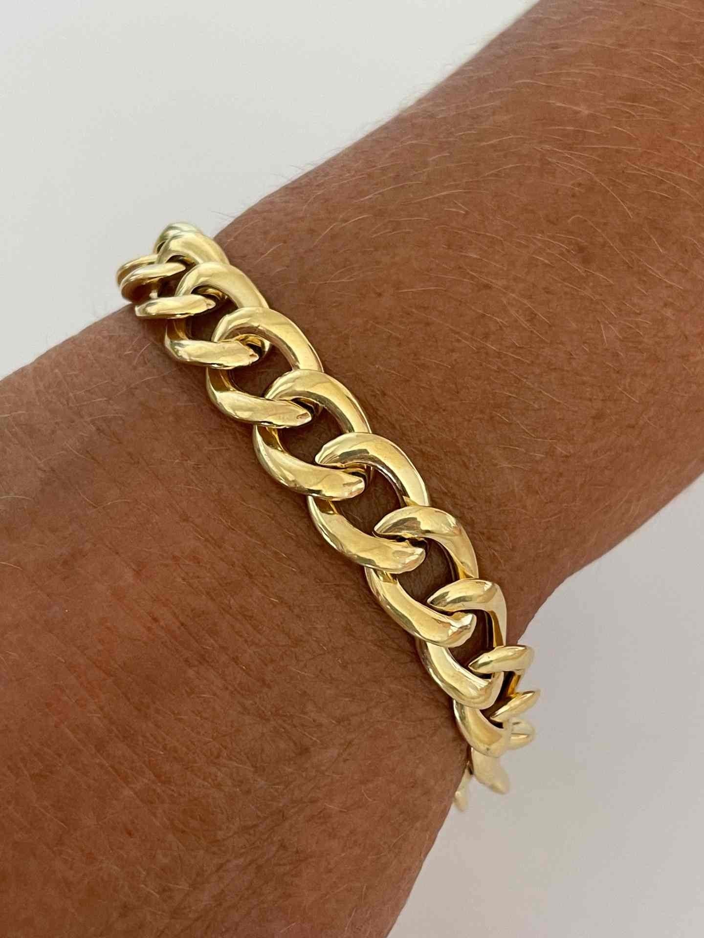 CAGLIARI pulsera plata 1ª ley bañada oro eslabones barbados