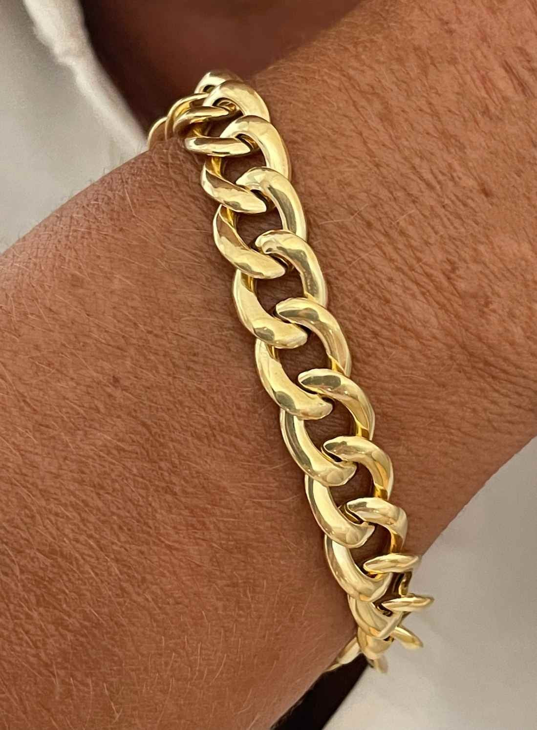 CAGLIARI pulsera plata 1ª ley bañada oro eslabones barbados