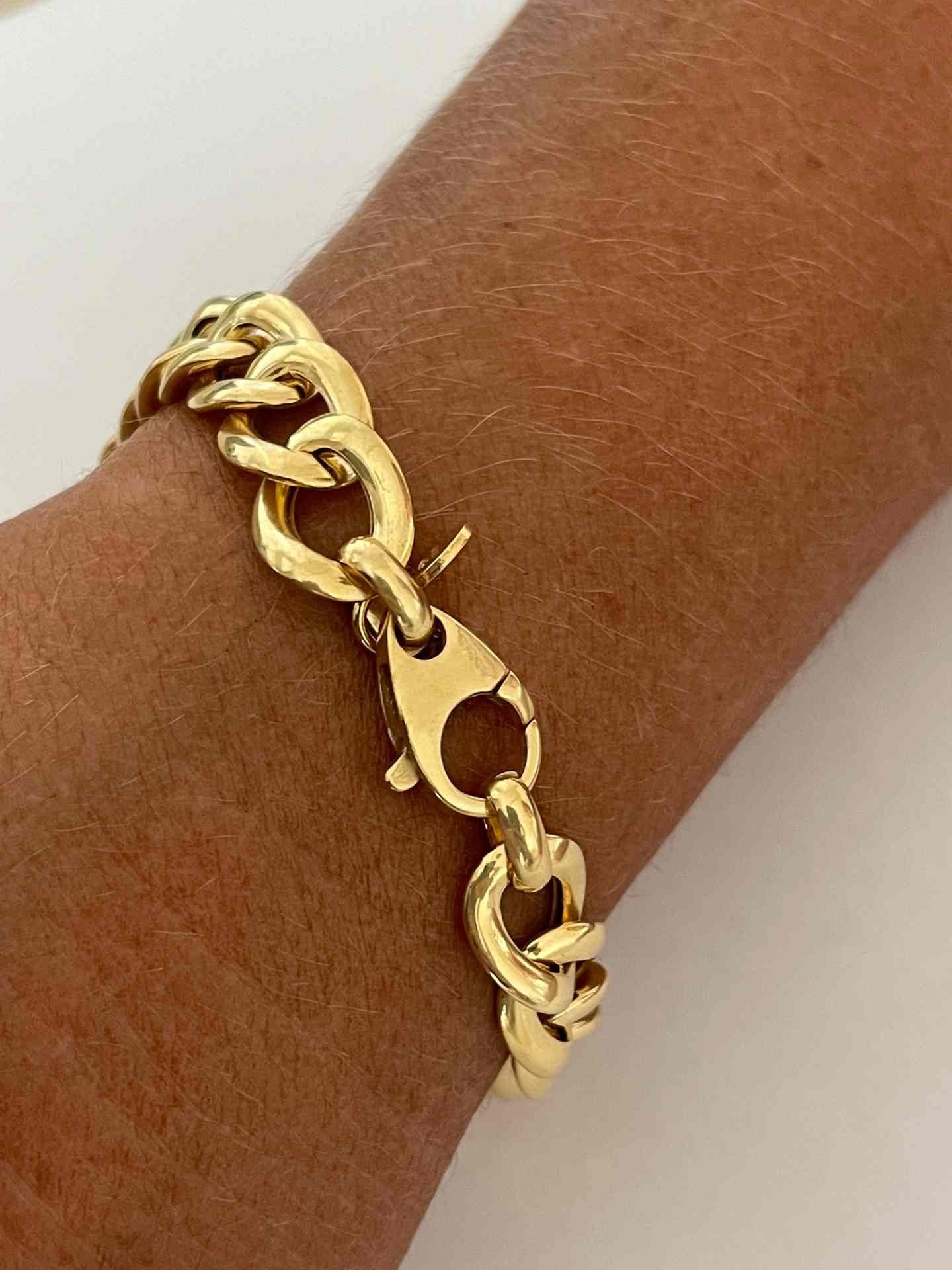 CAGLIARI pulsera plata 1ª ley bañada oro eslabones barbados