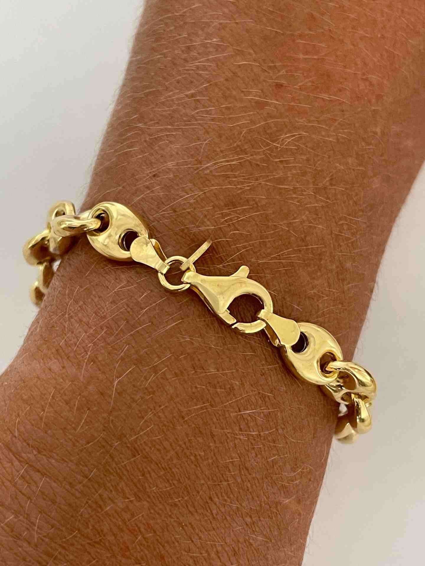 PERATALLADA pulsera plata 1ª ley bañada oro eslabones calabrote - Roman Joyero