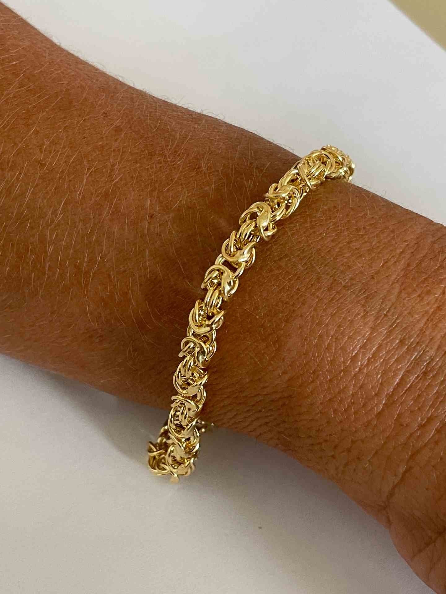 CASERTA pulsera plata 1ª ley bañada oro eslabones de aros