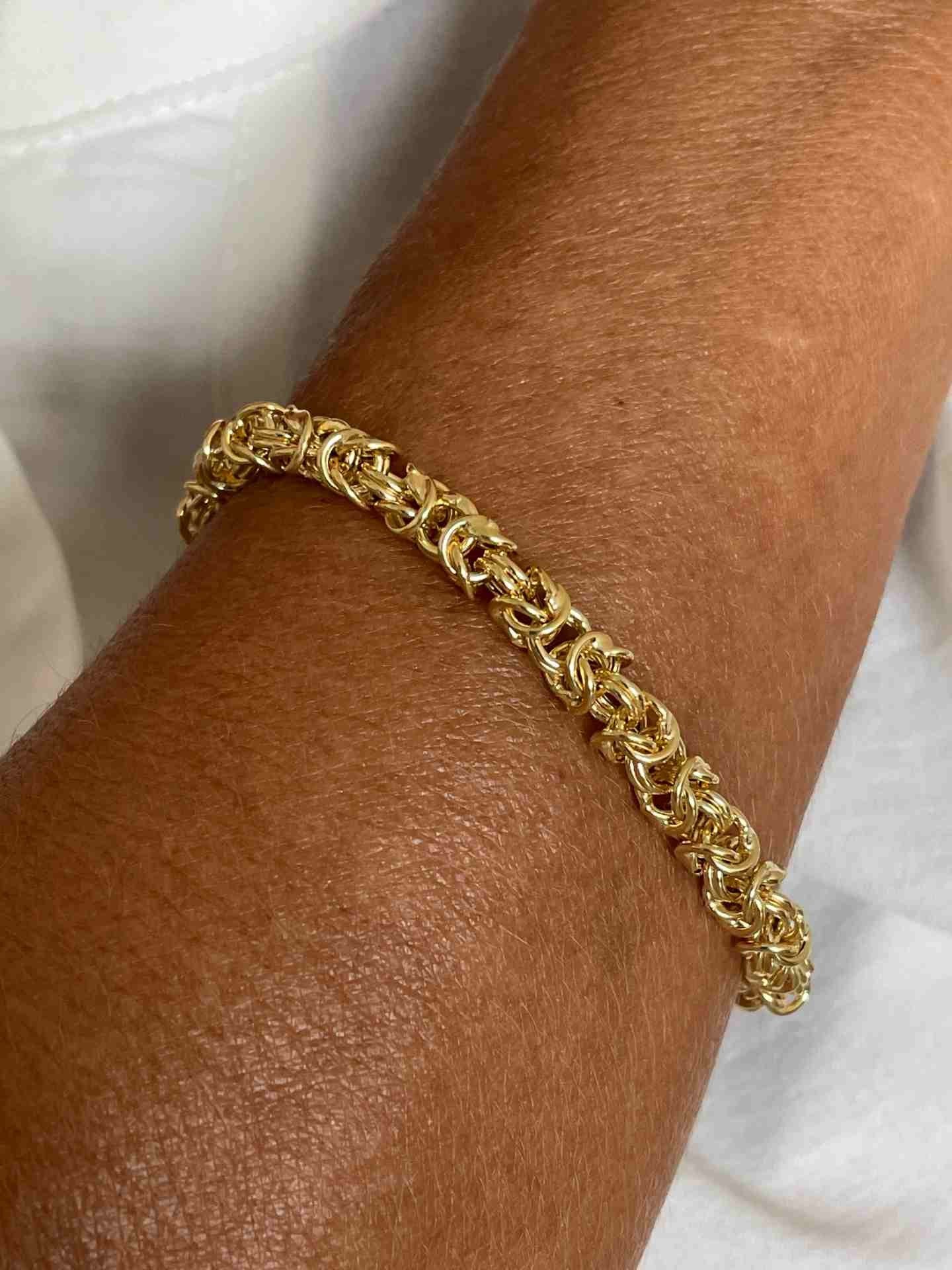 CASERTA pulsera plata 1ª ley bañada oro eslabones de aros
