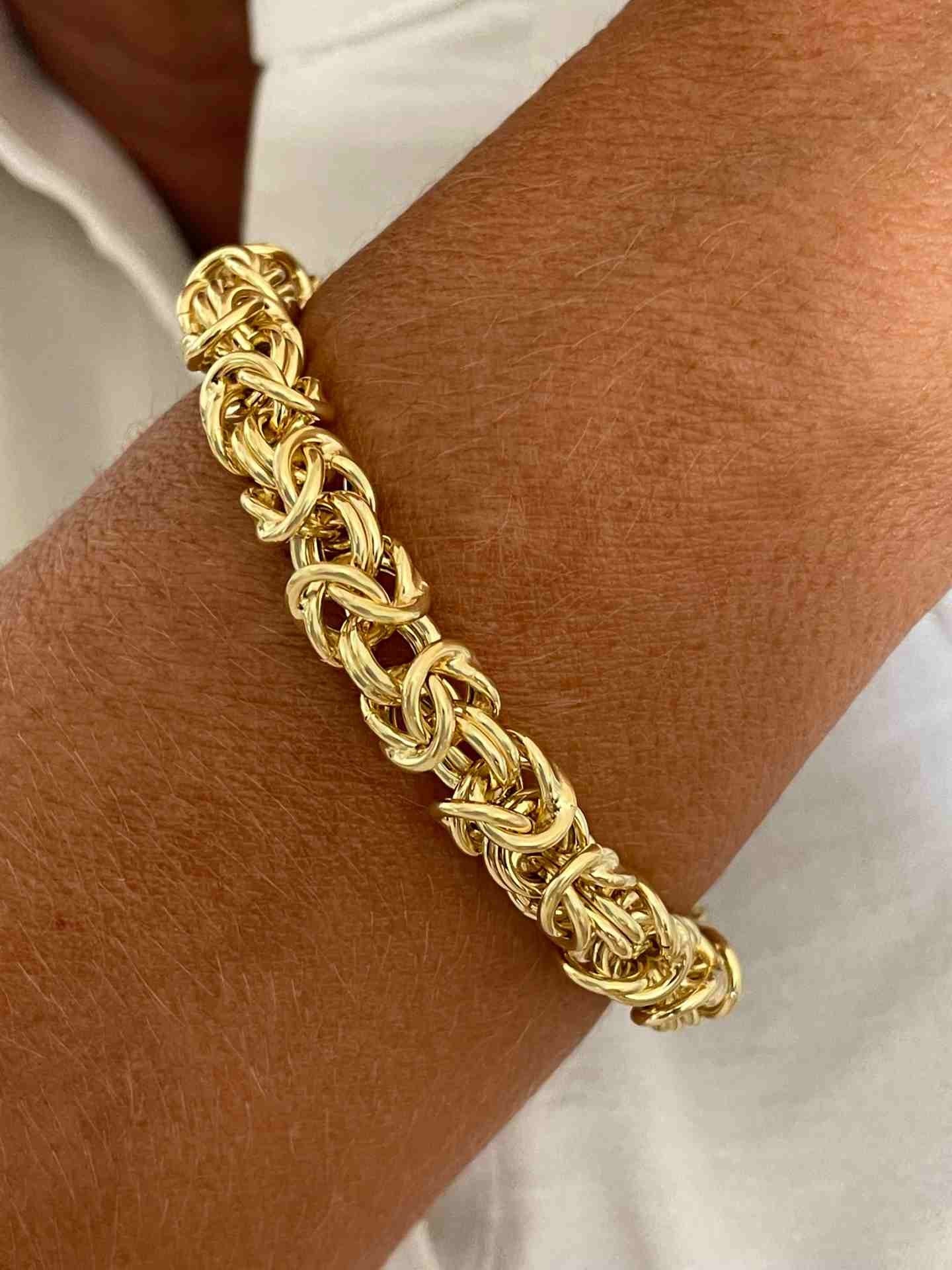 CASERTA pulsera plata 1ª ley bañada oro eslabones de aros