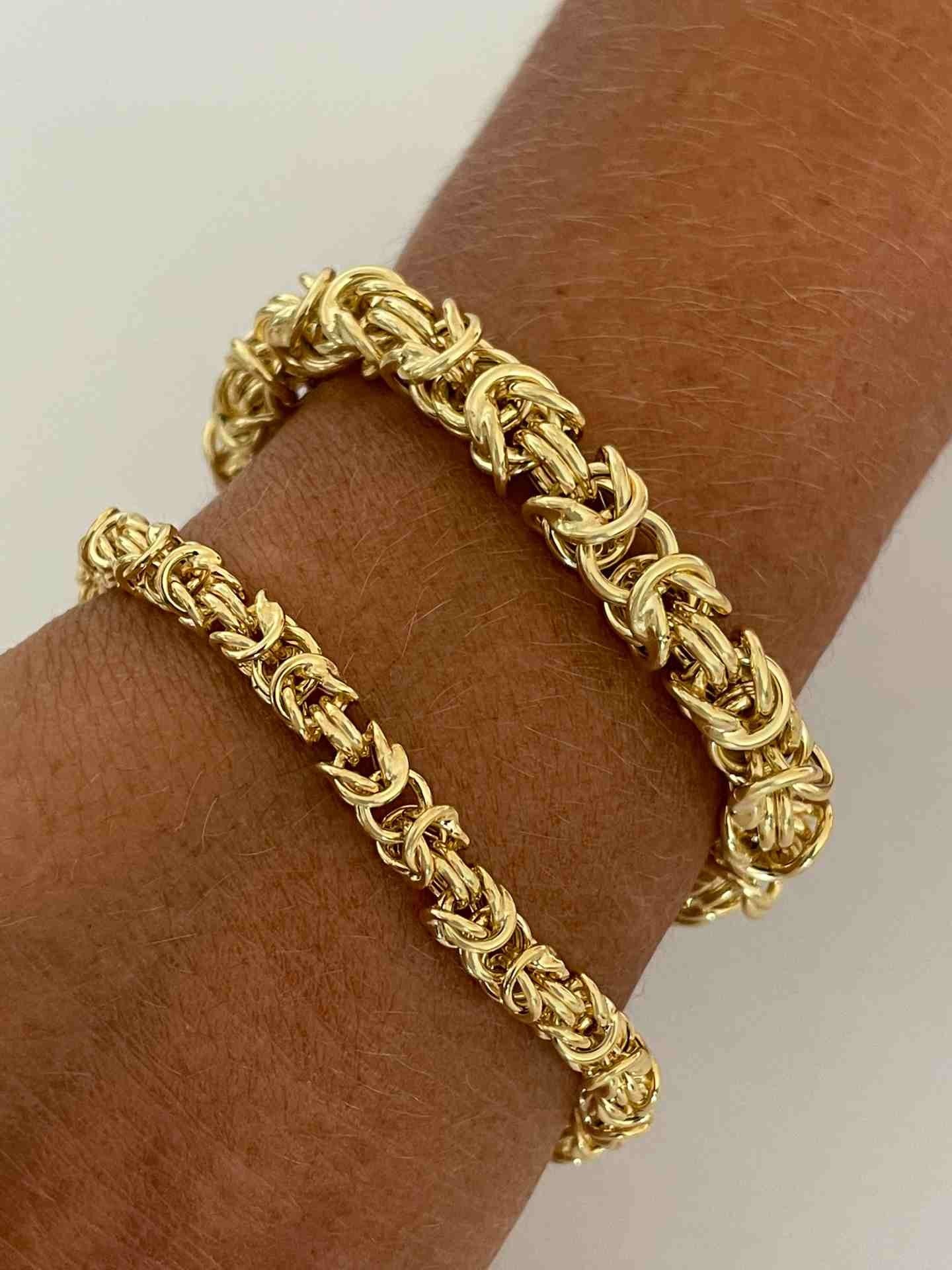 CASERTA pulsera plata 1ª ley bañada oro eslabones de aros
