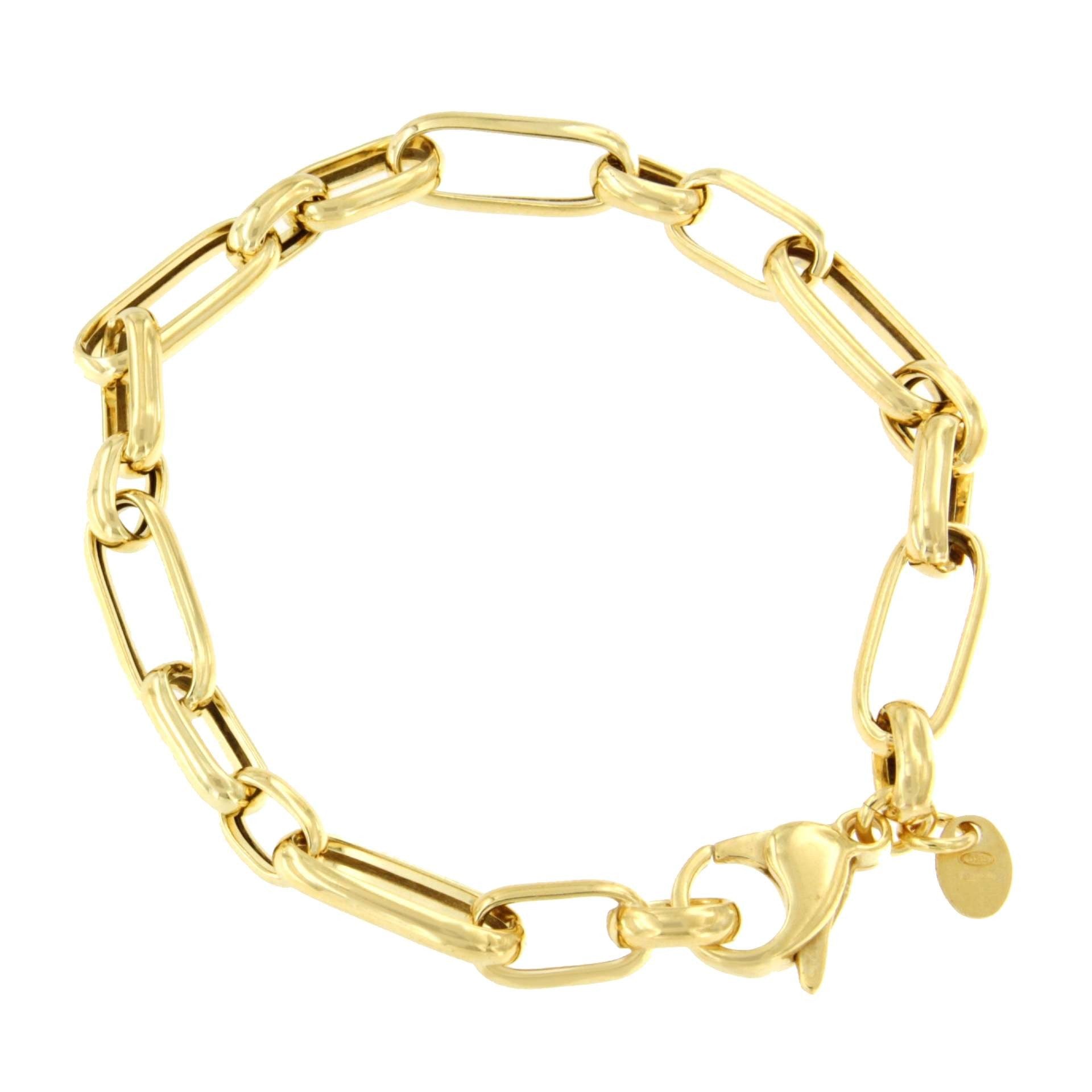 VITERBO pulsera plata 1ª ley bañada oro eslabones alargados - Roman Joyero