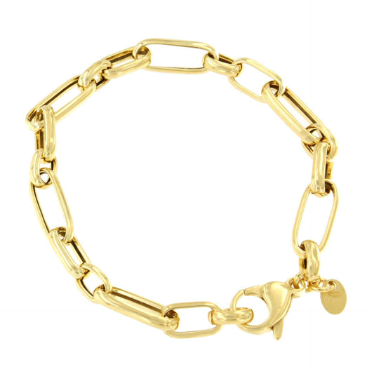 VITERBO pulsera plata 1ª ley bañada oro eslabones alargados - Roman Joyero