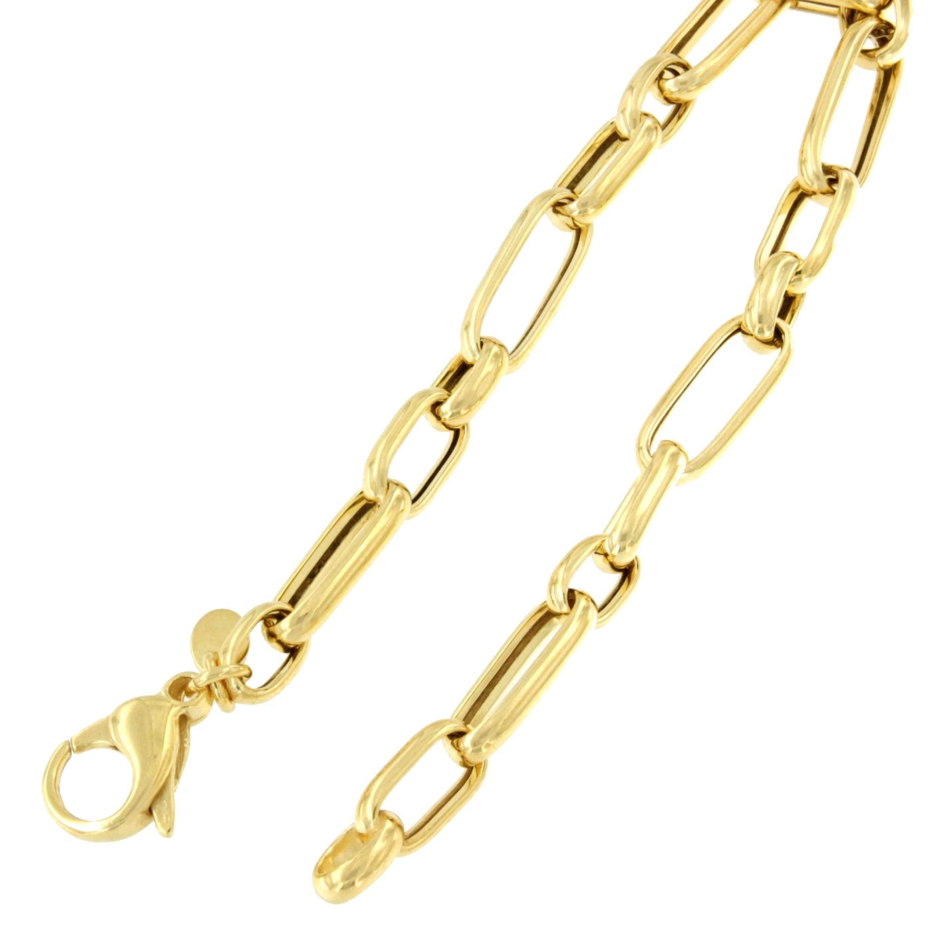 VITERBO pulsera plata 1ª ley bañada oro eslabones alargados - Roman Joyero