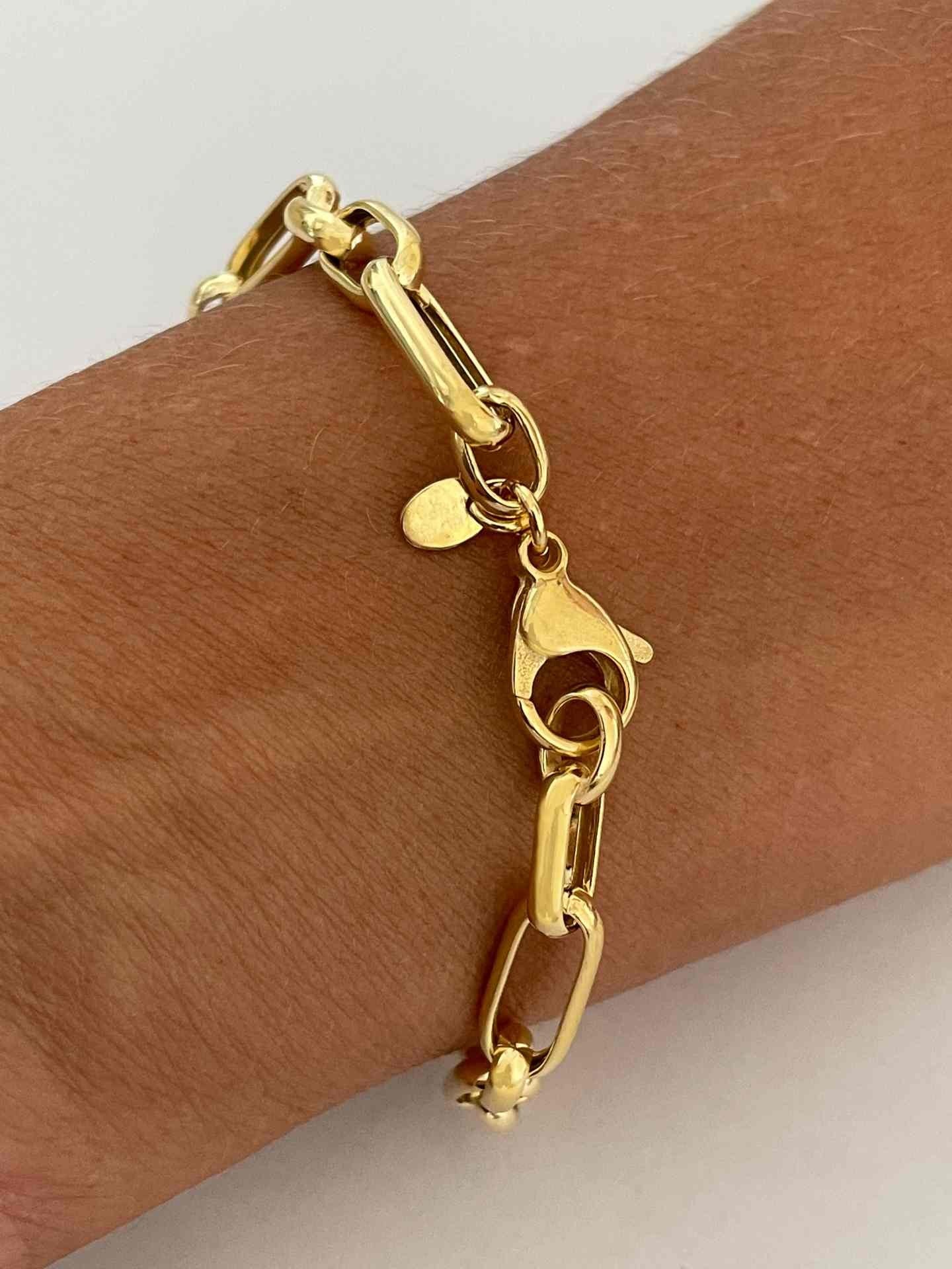 VITERBO pulsera plata 1ª ley bañada oro eslabones alargados - Roman Joyero