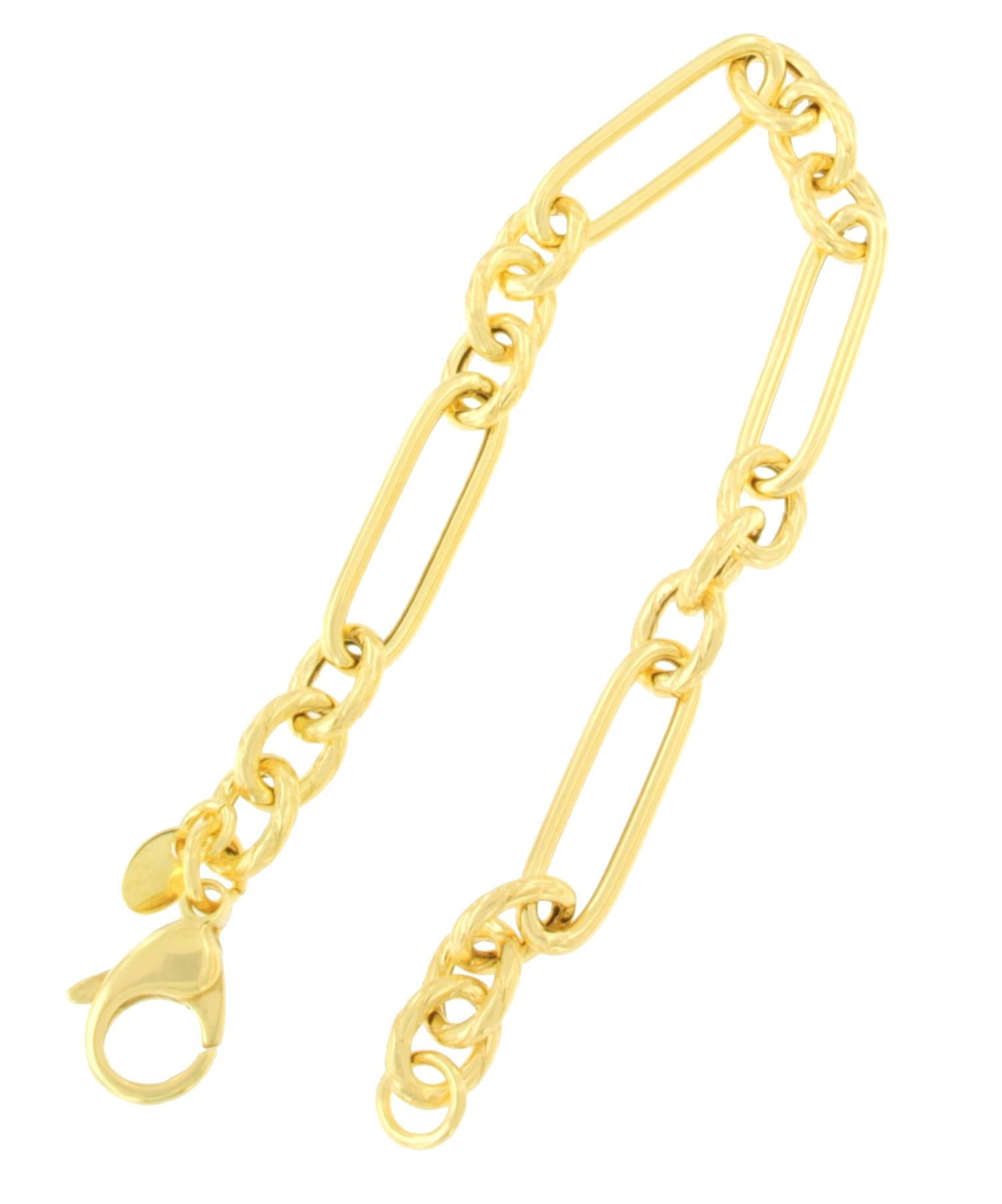 MARSALA pulsera plata 1ª ley bañada oro eslabones diferentes - Roman Joyero