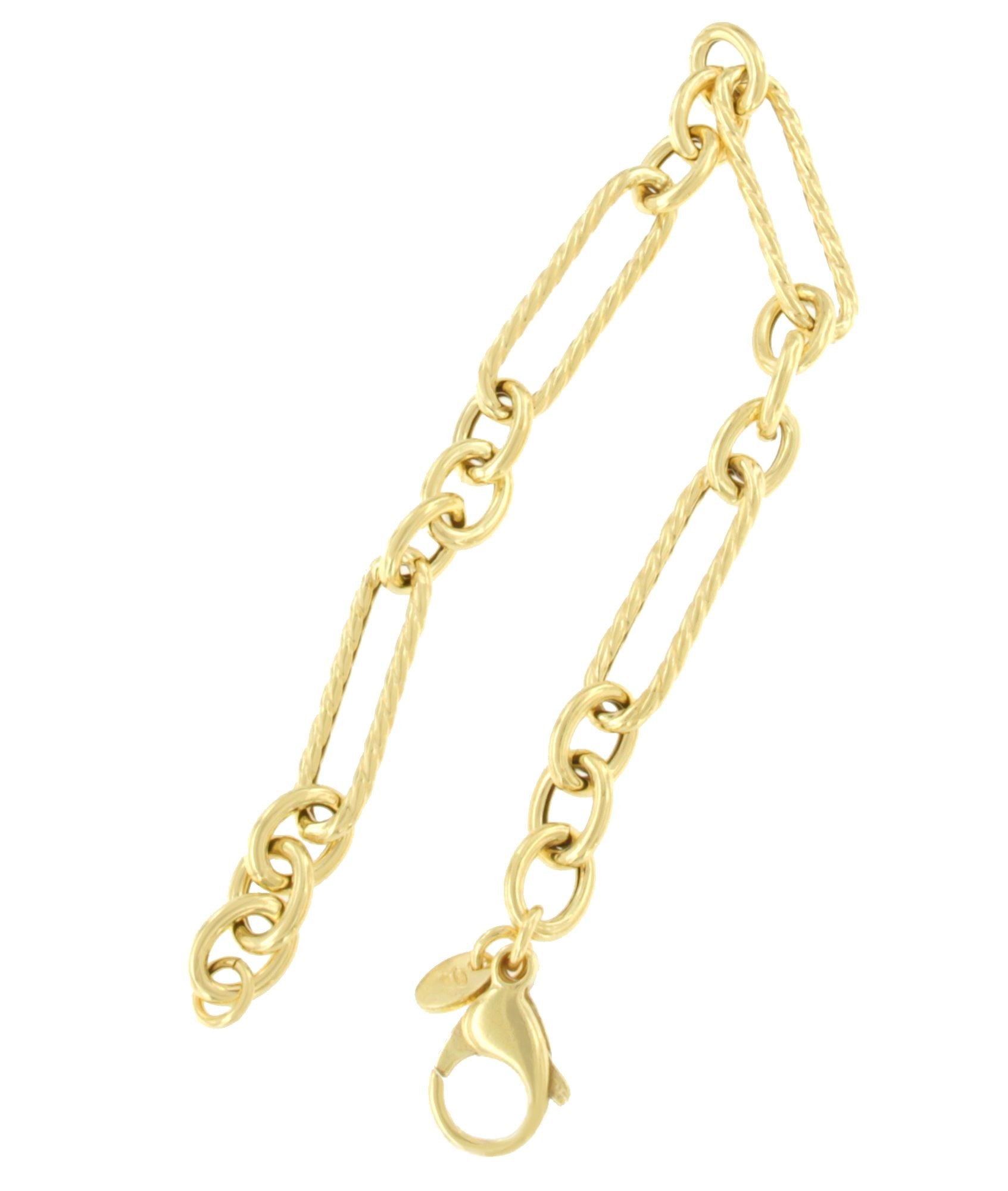 PUNTA ALA pulsera plata 1ª ley bañada oro eslabones lisos y mate - Roman Joyero