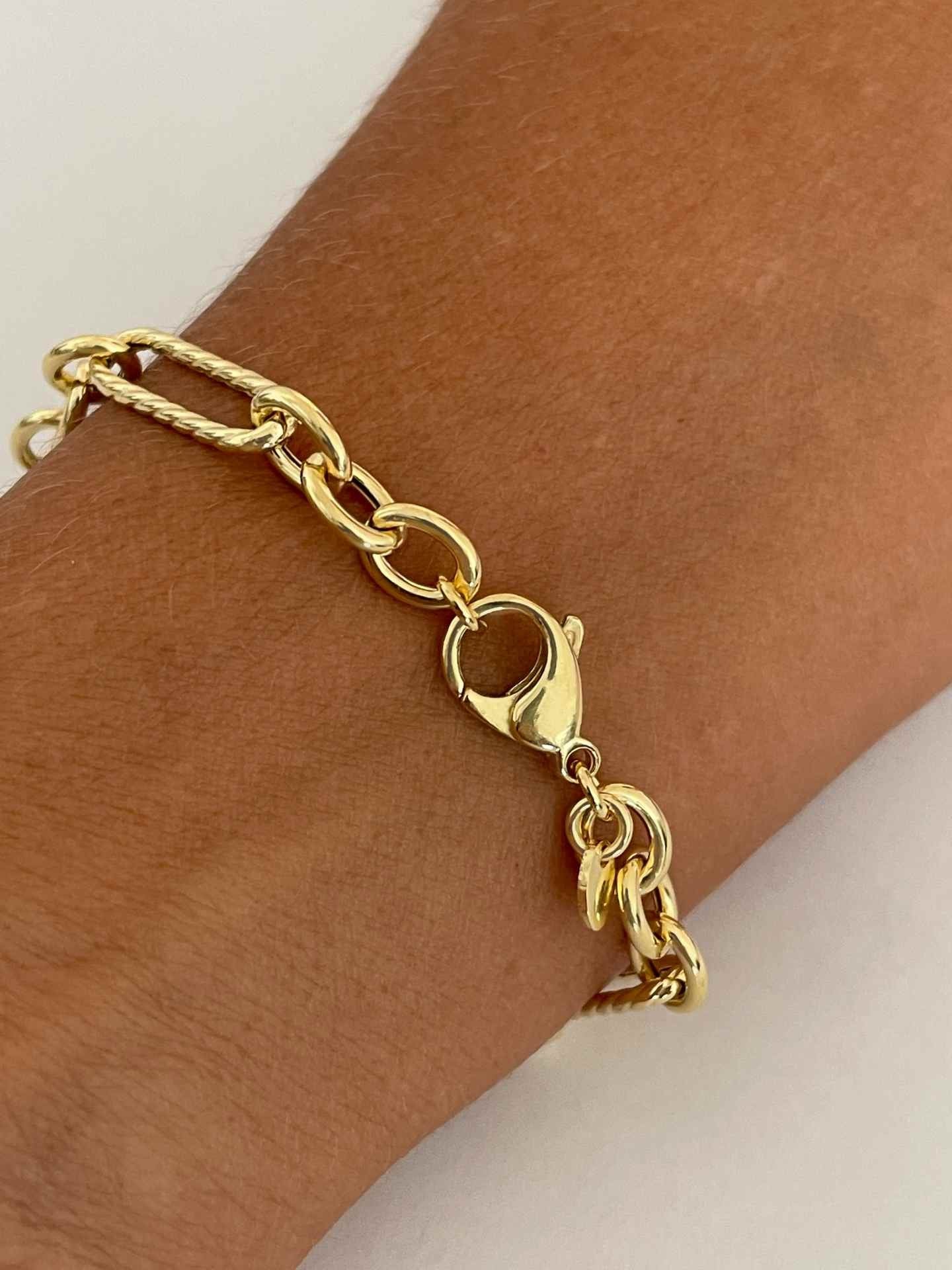 PUNTA ALA pulsera plata 1ª ley bañada oro eslabones lisos y mate - Roman Joyero