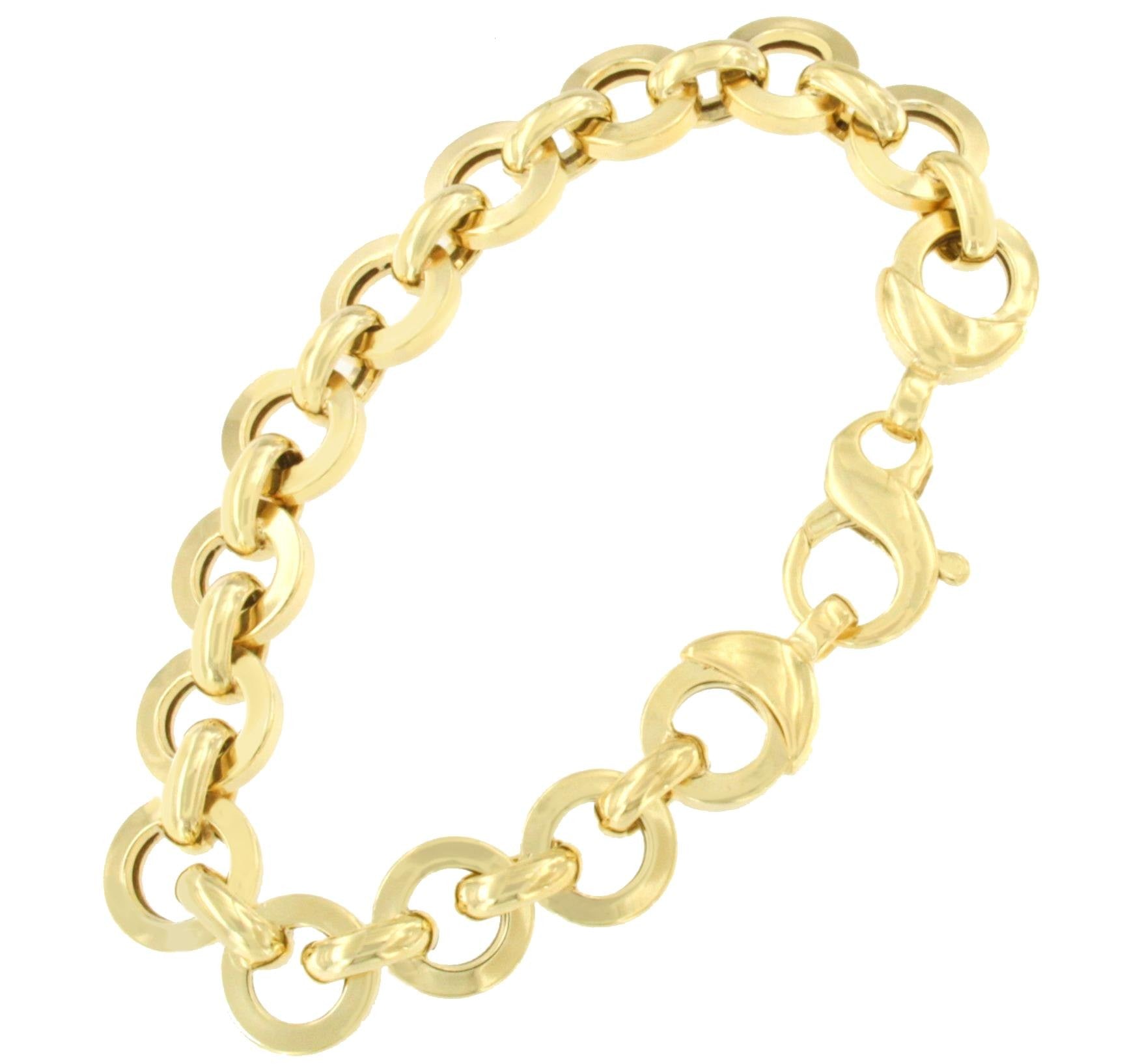 SETENIL pulsera plata 1ª ley bañada oro eslabones de círculos - Roman Joyero