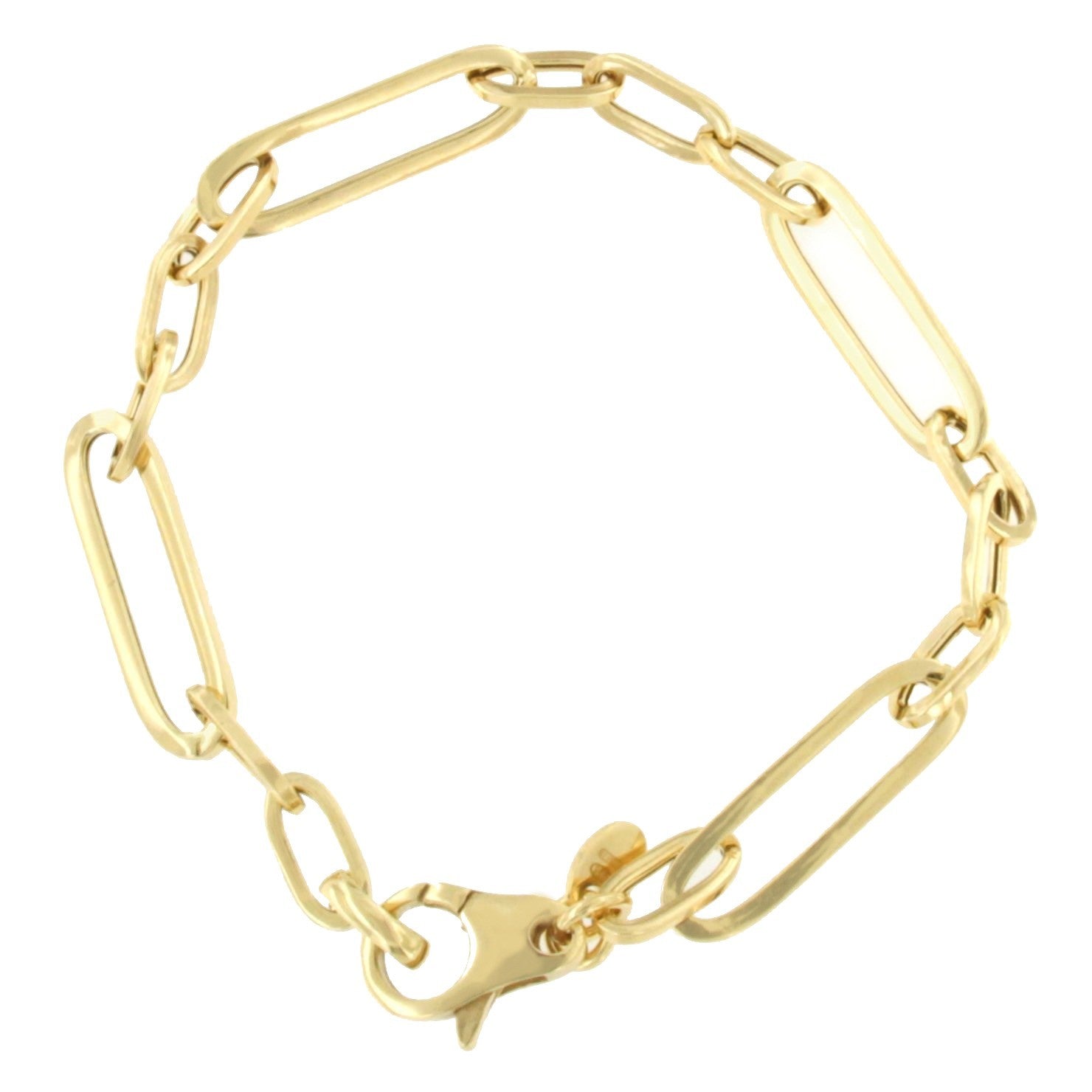 VICENZA pulsera plata 1ª ley bañada oro eslabones lisos alargados - Roman Joyero