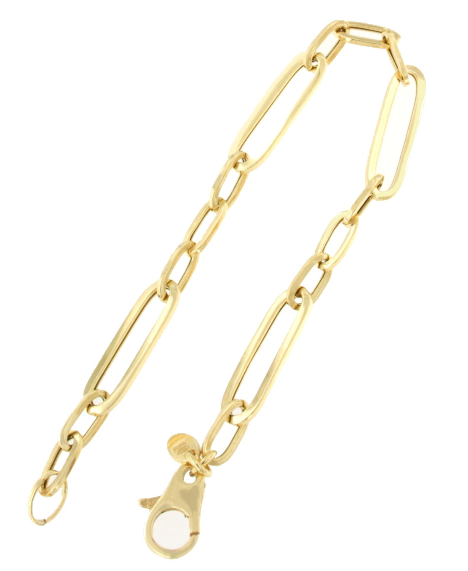 VICENZA pulsera plata 1ª ley bañada oro eslabones lisos alargados - Roman Joyero