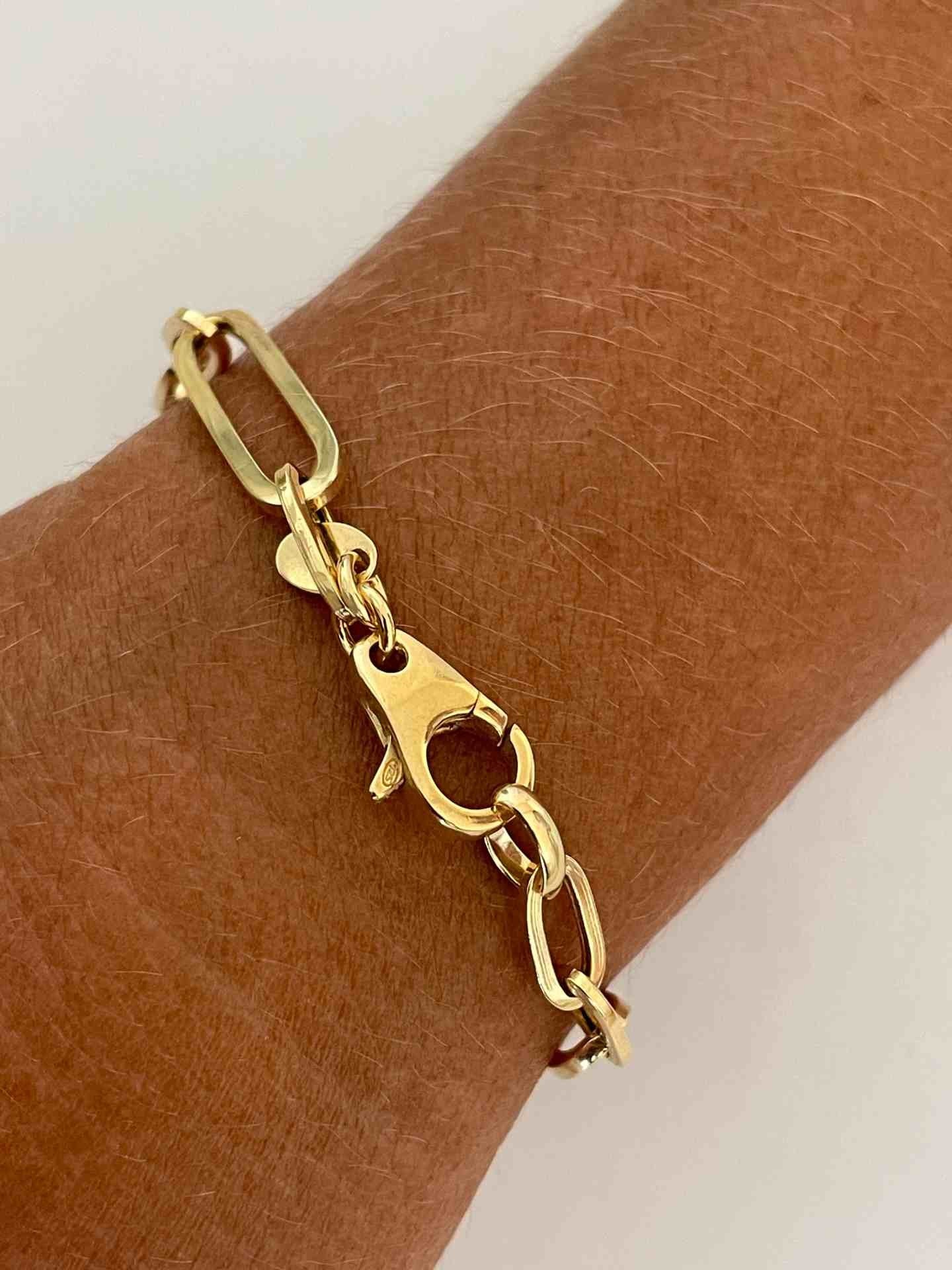 VICENZA pulsera plata 1ª ley bañada oro eslabones lisos alargados - Roman Joyero