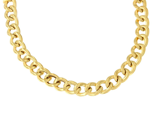 ARZACHENA gargantilla plata 1ª ley bañada oro eslabones barbados - Roman Joyero