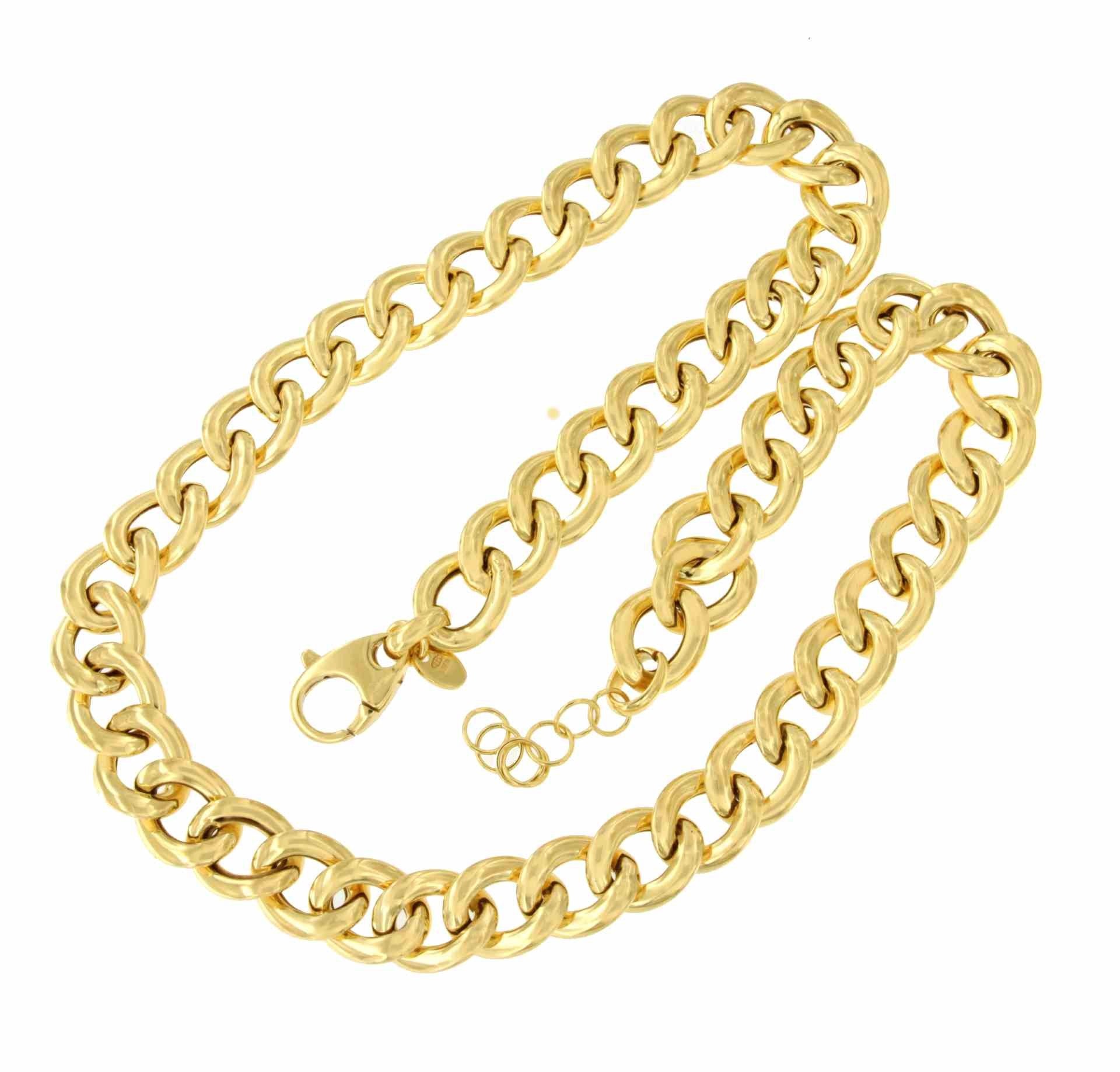 ARZACHENA gargantilla plata 1ª ley bañada oro eslabones barbados - Roman Joyero