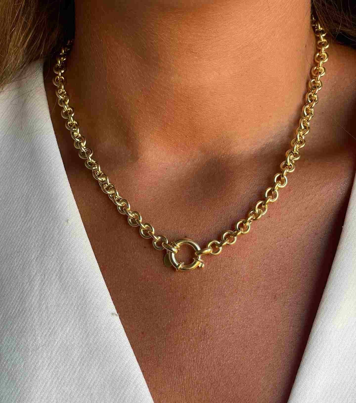 ROCK&ROLL gargantilla plata 1ª ley bañada oro eslabones redondos