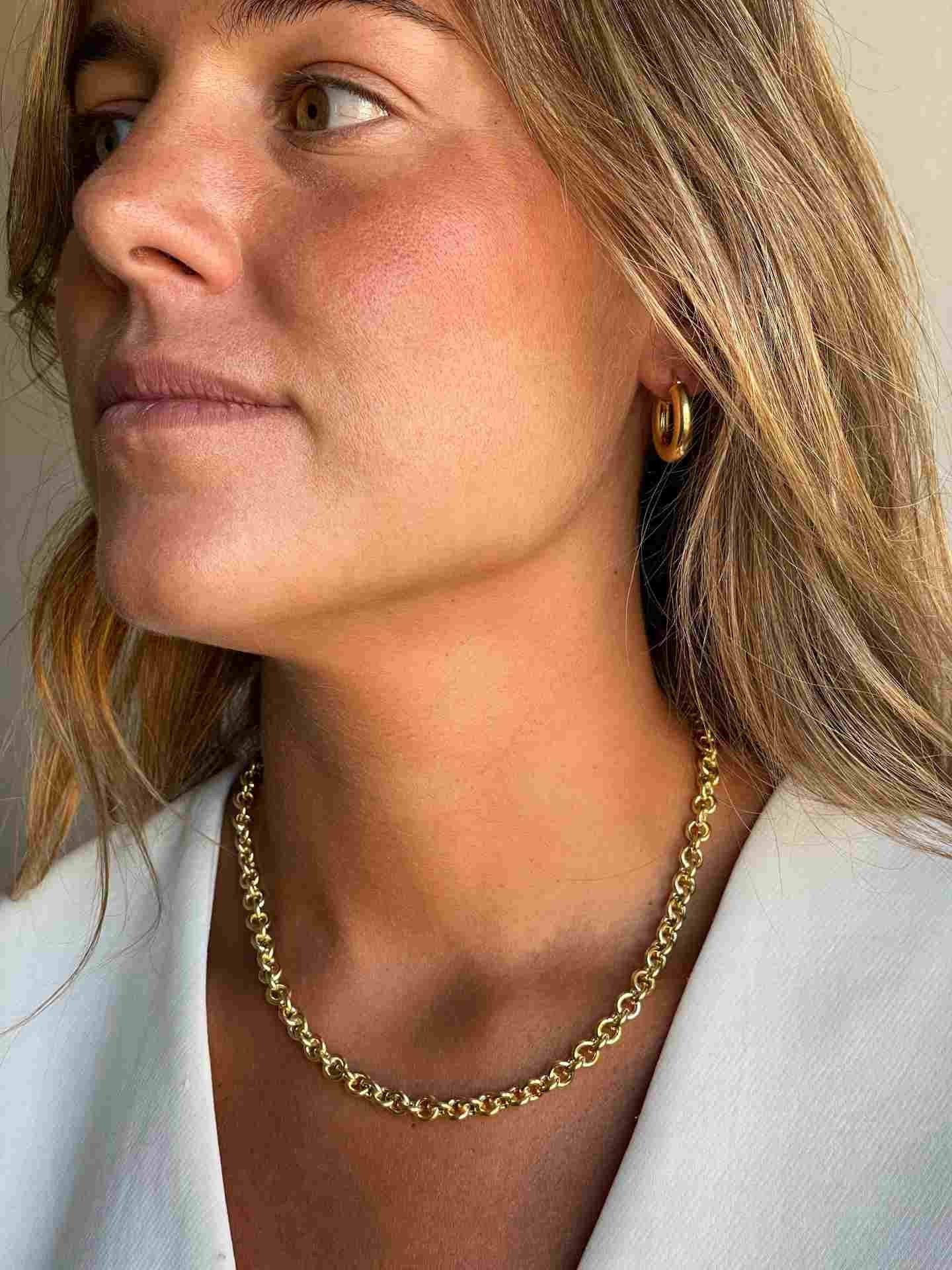 ROCK&ROLL gargantilla plata 1ª ley bañada oro eslabones redondos