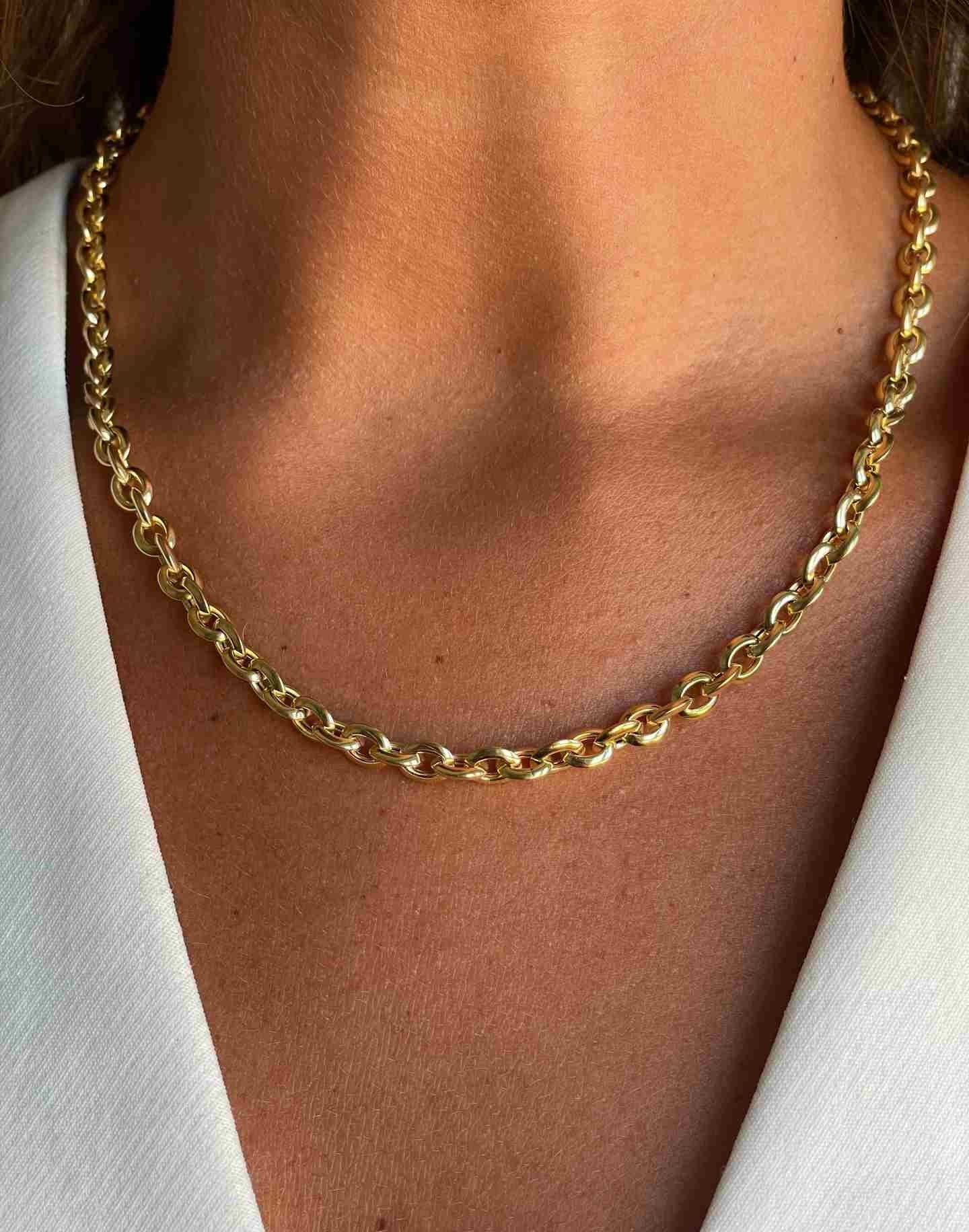 DEIA gargantilla plata 1ª ley bañada oro eslabones lisos afinados