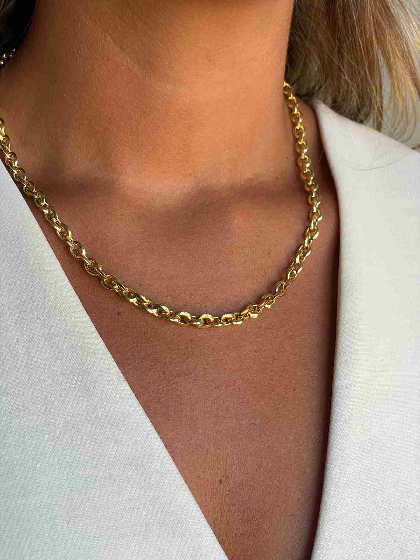 DEIA gargantilla plata 1ª ley bañada oro eslabones lisos afinados