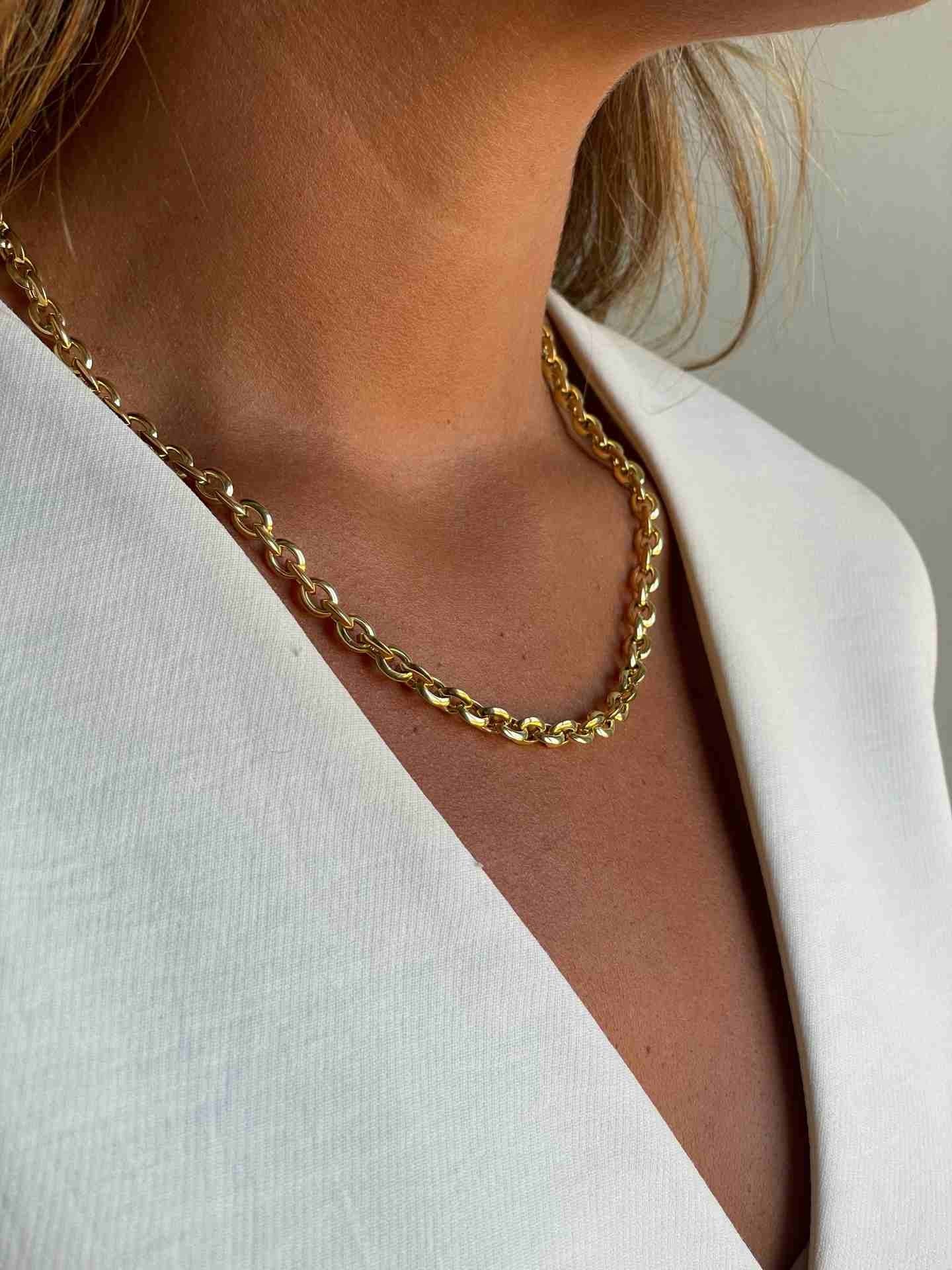 DEIA gargantilla plata 1ª ley bañada oro eslabones lisos afinados